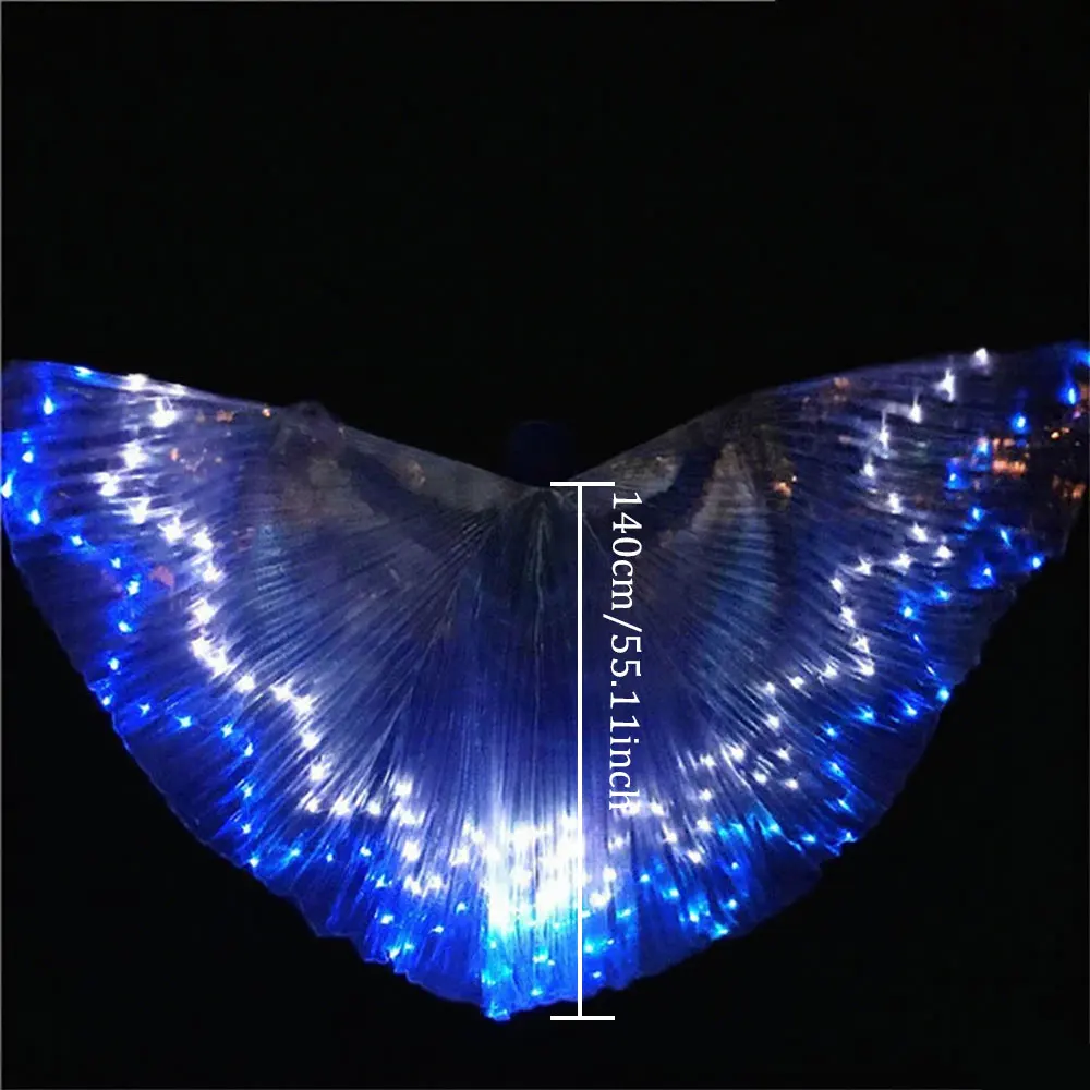 LED-Leuchtende Flügel, blau und weiß, leuchtende Robe, Festival, Feier, Performance, Kostüm, Party, Bauchtanz, Performance-Kleid Image