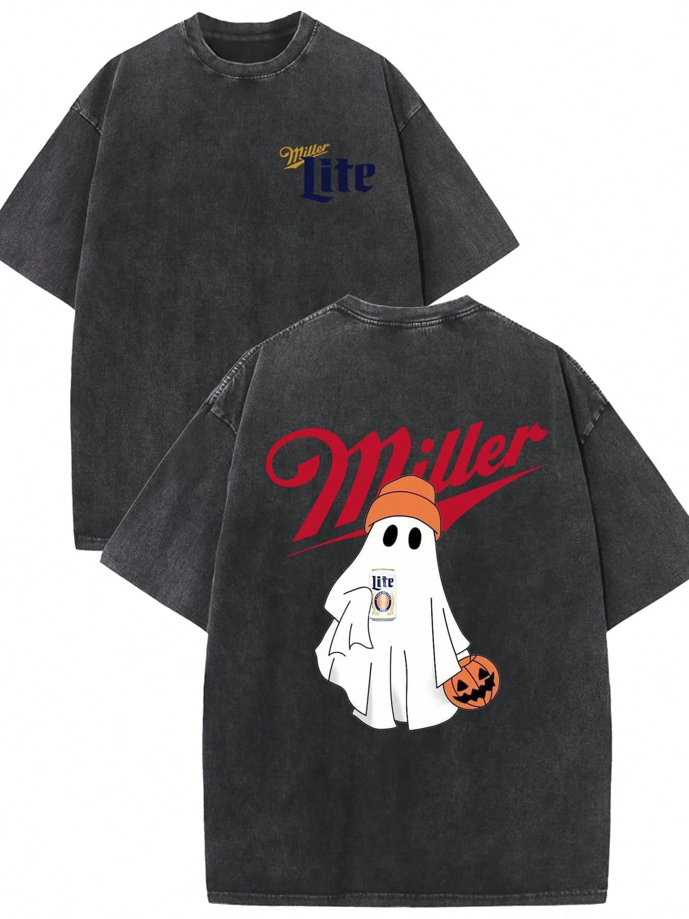 Süßes Kürbis-Halloween-doppelseitiges T-Shirt für Männer und Frauen, T-Shirt für Halloween-Kostüm, Kürbis-T-Shirt, T-Shirt aus gewaschener Baumwolle Image