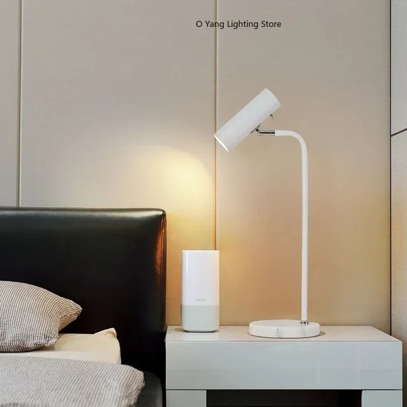 Lampe de chevet chambre salon lampe d'étude lampe de lecture minimaliste nordique lampe de Table en marbre pour la configuration du bureau à domicile lumière tricolore