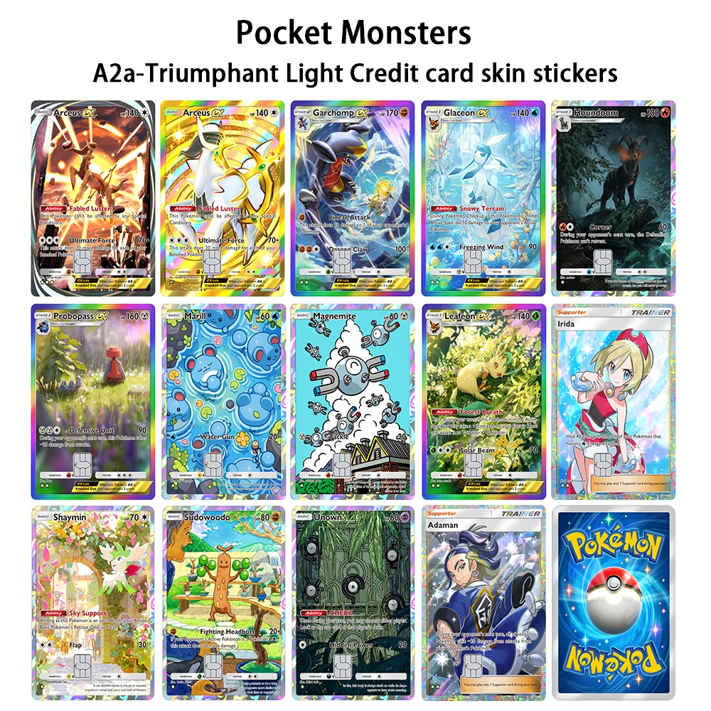 Autocollants de peau de carte de crédit monstres de poche PTCG A2a Triumphant Light série autocollant pour carte de crédit VISA débito embellir la décoration