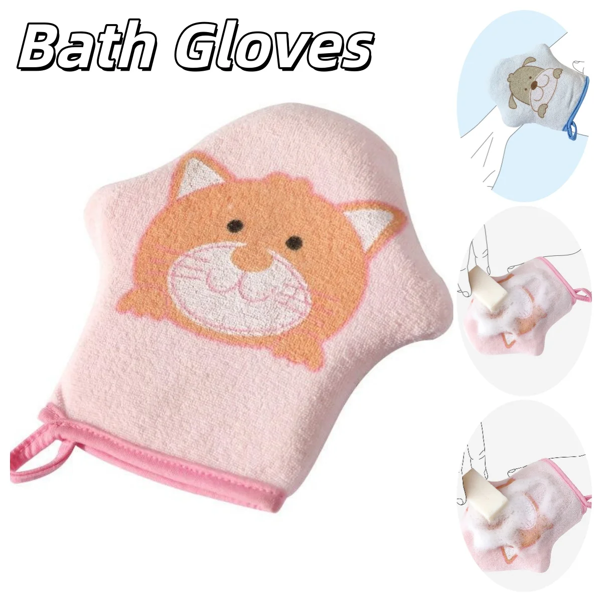 Badehandschuhe, Bade-Schwamm-Handschuhe, weicher Peeling-Badehandschuh, schmerzlos auf der Haut, Schwamm-Bade-Peeling-Handschuhe Image