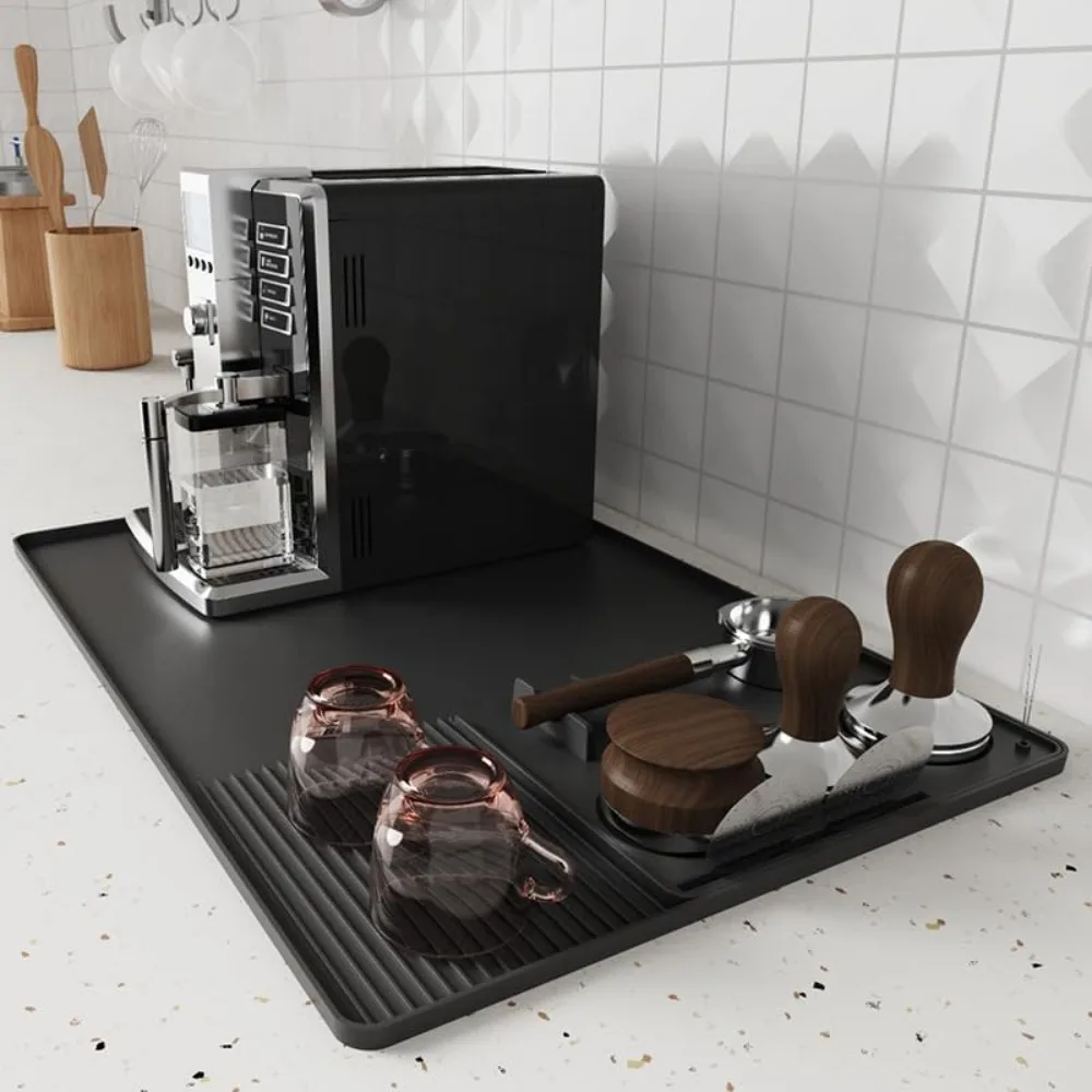 Silikon-Kaffeebarmatte mit erhöhter Kante, Arbeitsplattenschutz, geeignet für Espressomaschinen und Geschirrspüler, leicht zu reinigen und wiederverwendbar