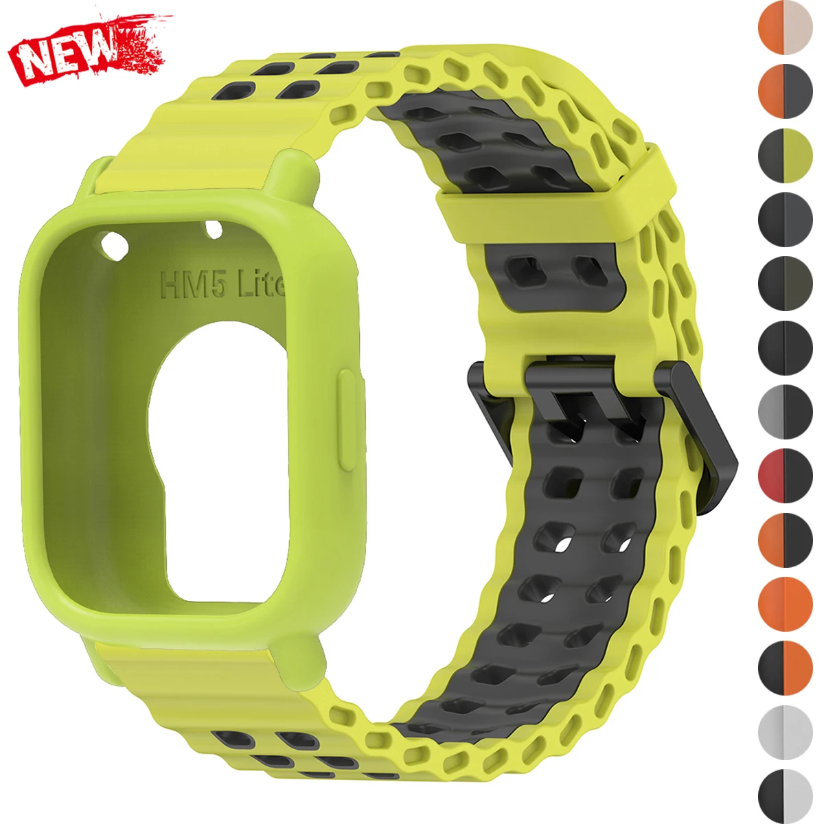Zweifarbiges Marine-Armband + Hülle für Redmi Watch 5 Active/Lite Ocean Band, Silikonhülle für Redmi 5 Lite/Active Sport-Armband-Stoßstange Image
