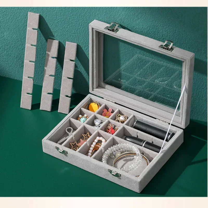 Jewelry Storage Box Earring Ring Necklace Jewelry Display Jewelry Classification Dustproof Transparent Flip Lid Jewelry Amagi
