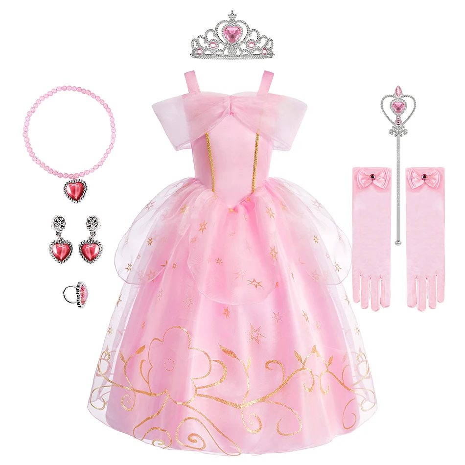 Kleine Mädchen Kinder ärmellose rosa Kleider Kinder Sommerkleidung Kinder Prinzessin Karneval Weihnachten Luxus Cosplay Kleider Image
