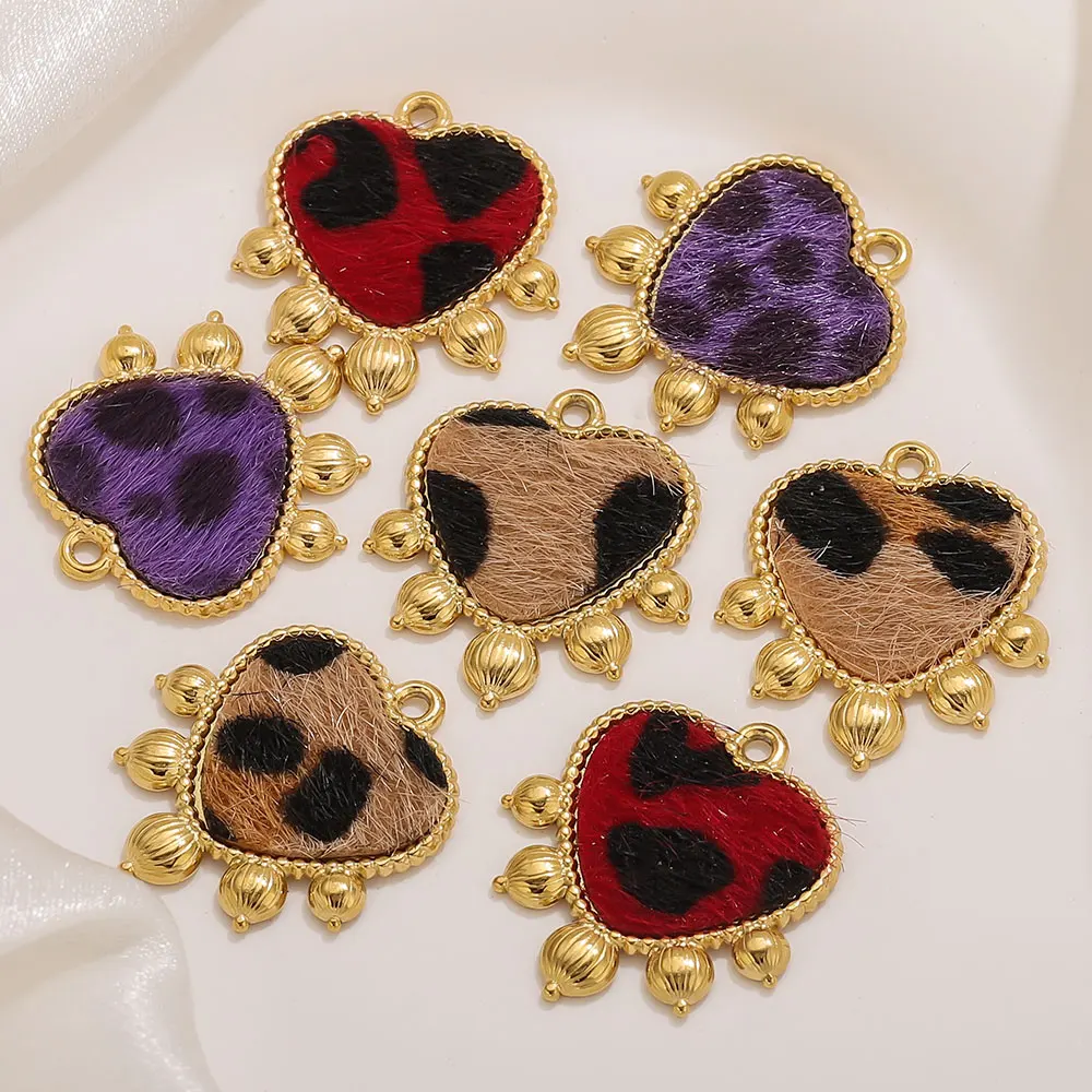 Pendentifs Vintage en acier inoxydable plaqué or, 2 pièces, motif cœur, accessoires pour femmes, collier à faire soi-même, accessoires de bijoux