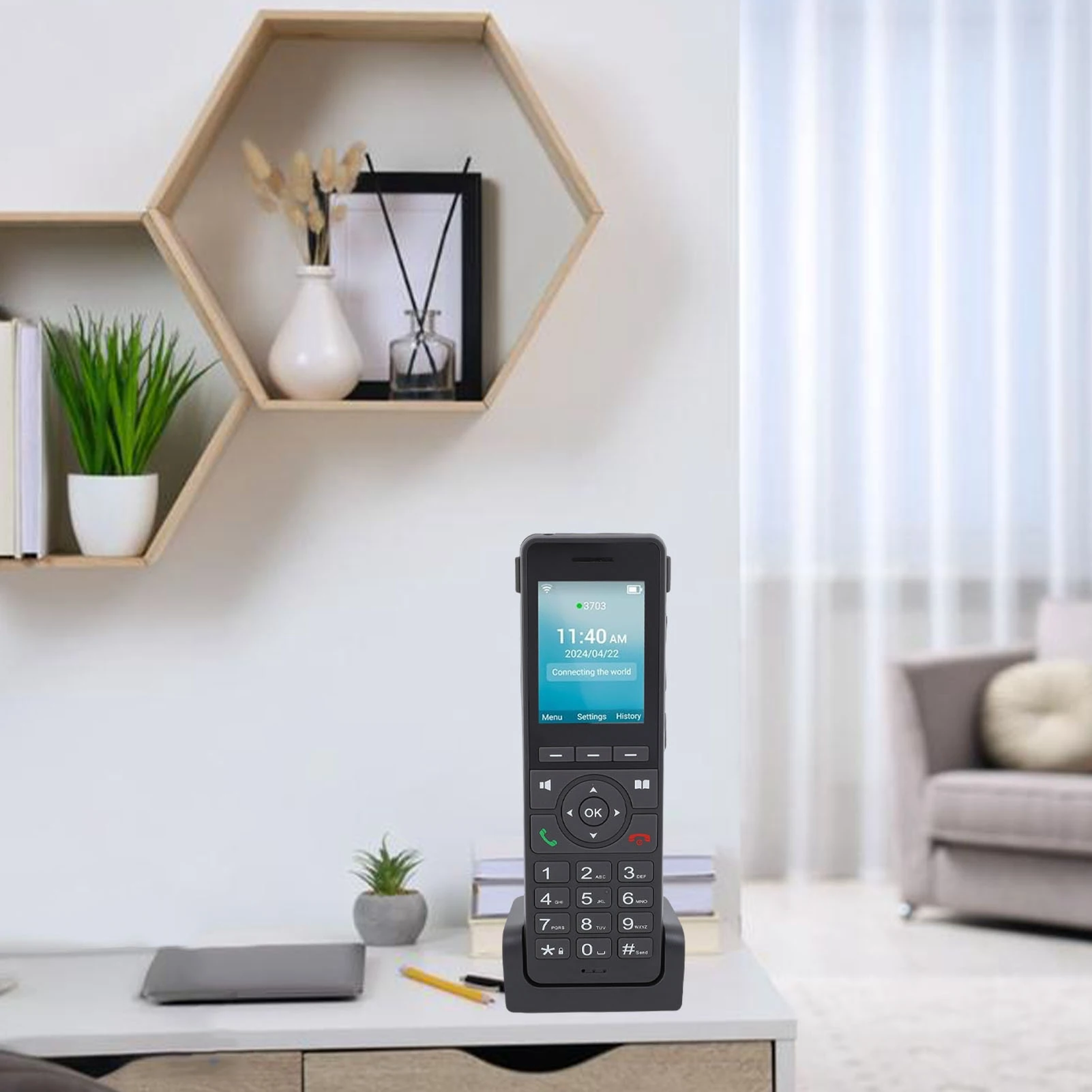 4G LTE Schnurlostelefon Tragbares WLAN 2,4 Zoll Farbbildschirm Desktop-Telefon für Dect VoIP Schwarz Netzwerk Familientelefon Telefon Wifi-Telefon