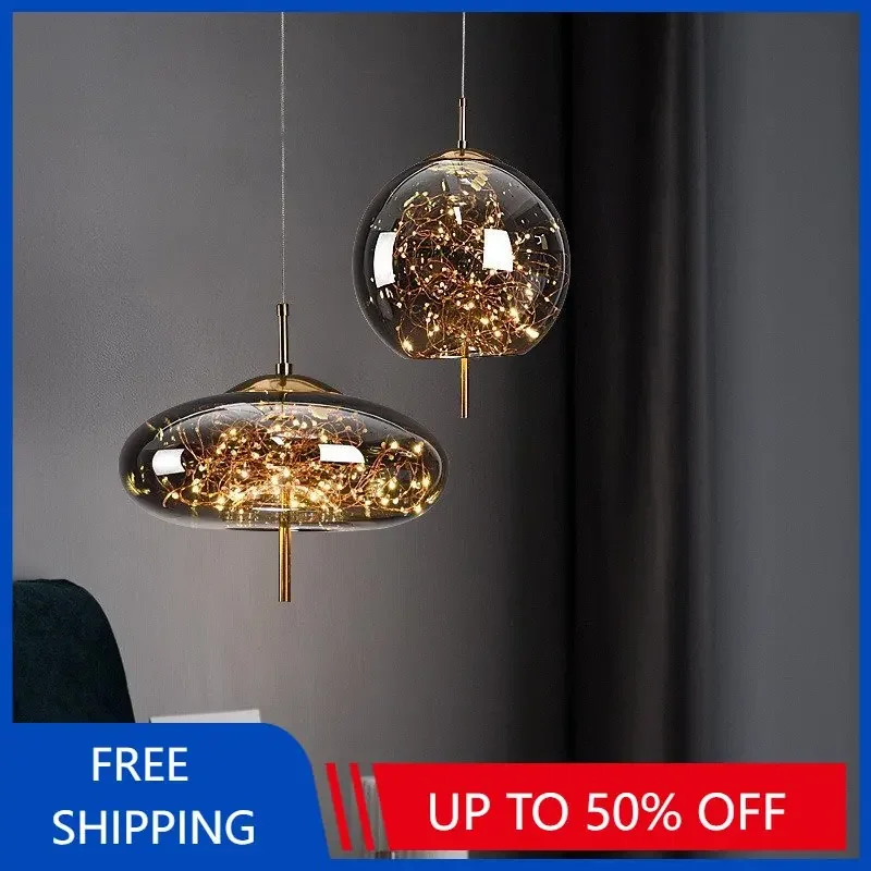 Moderne pendentif LED lampe verre plafond suspendus lumières Luminaire Luminaire Lustres Suspension Luminaire chambre décor