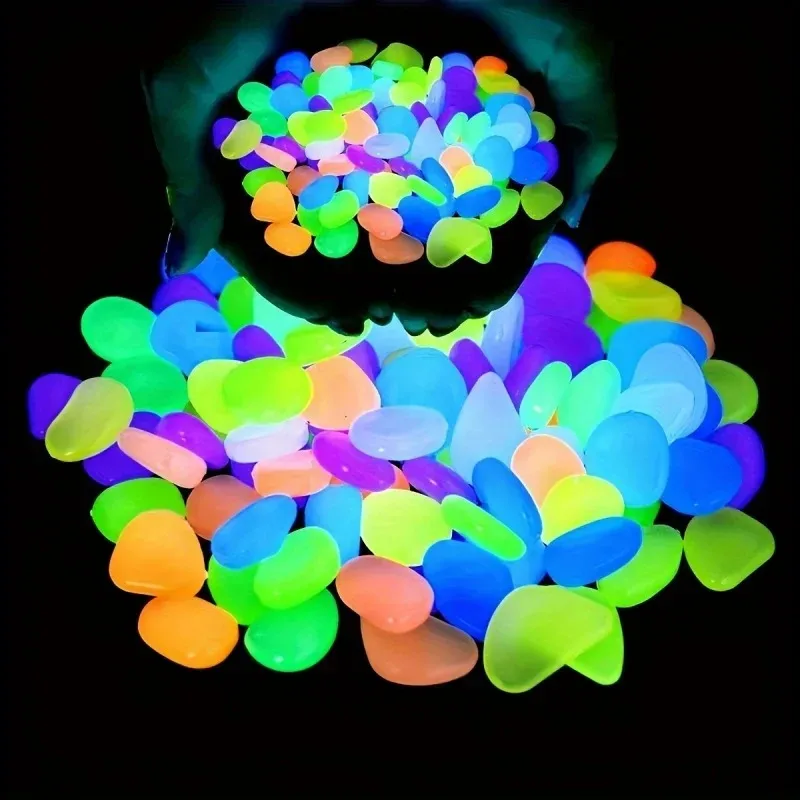 100 pièces brillent dans le noir jardin galets pour trottoir jardin terrasse pelouse jardin Patio Aquarium décoration lueur pierre