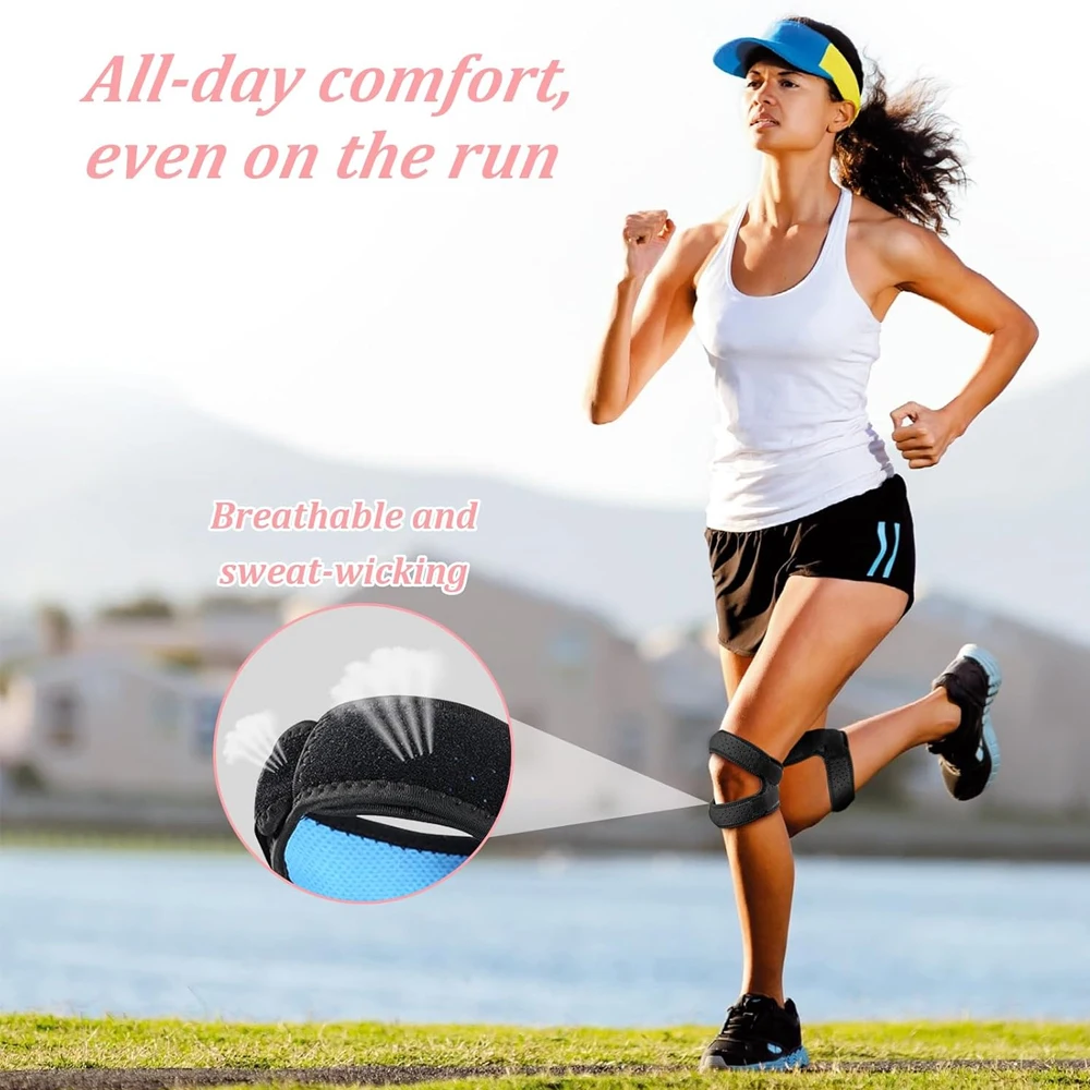 1 Stück Kniebandage in Übergröße, Dual-Patella-Sehnenstützgurt, verstellbarer Neopren-Stabilisator für Meniskusriss, Arthritis, Sehnenentzündung Image