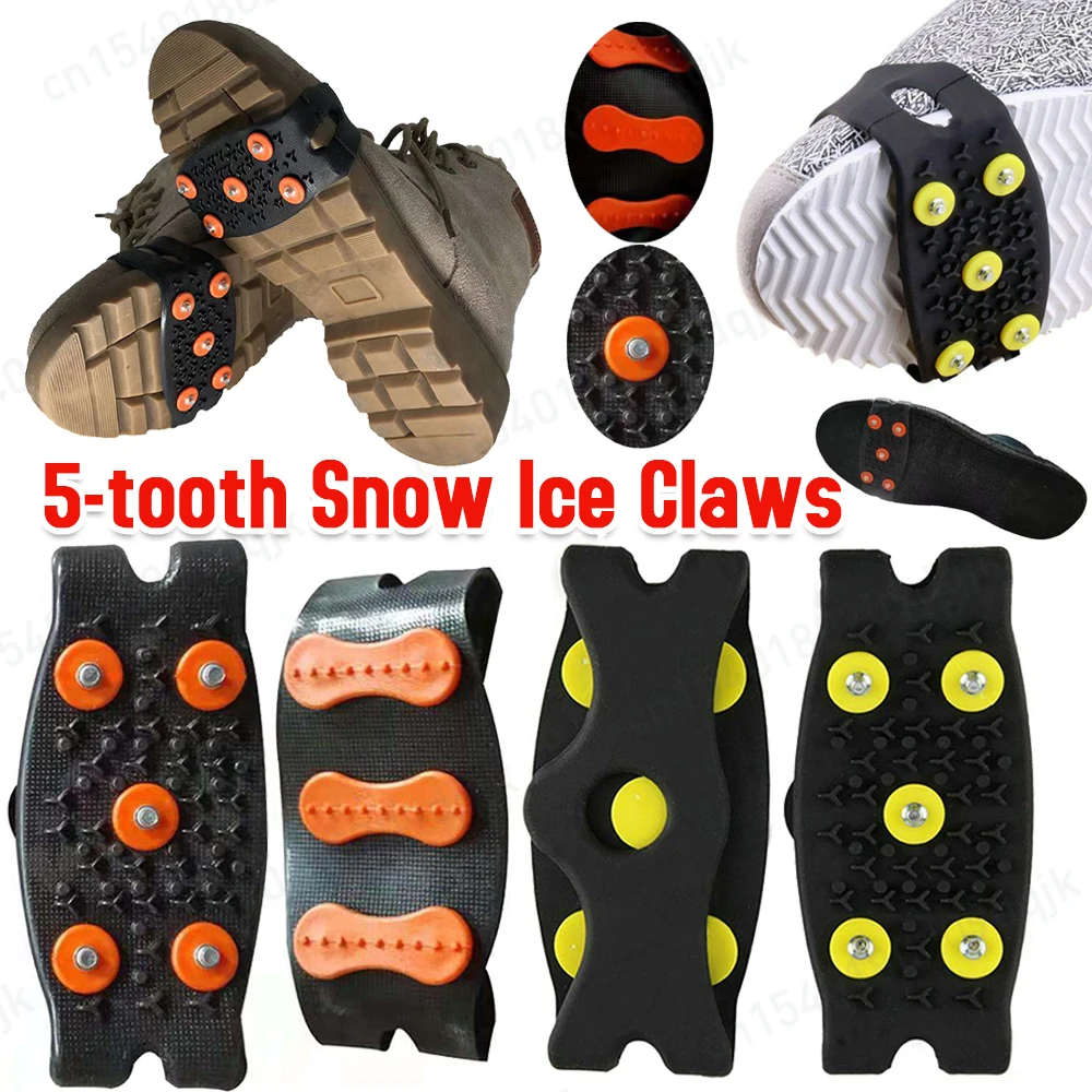 5-Stud Schnee Eis Klaue Klettern Sport Schuhe Abdeckung für Frauen Männer Stiefel Abdeckung Größe 26-45 Anti Slip Spikes Griffe Steigeisen Stollen
