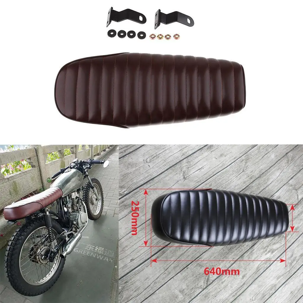 Motorrad Dirt Bike ATV Sitz Streifen Stil Nonsilp Sattel Motorrad Cafe Racer Kissen Pad Sitz - Vintage Braun