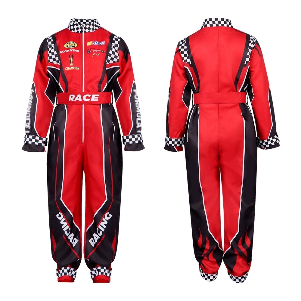 Neue Erwachsene Kinder Racer Cosplay Kostüm Rot Klassische Einteilige Training Racing Uniform Anzug Kinder Männer Karting Jersey Kleidung Image