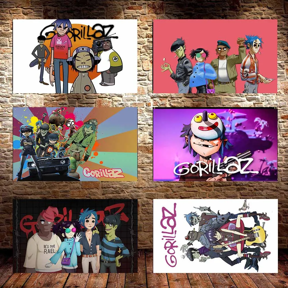 90x150cm G-gorillazS Rock Band Flag to Hang Flags for Rooms Banner Flags for Bedrooms Outdoor Decorations