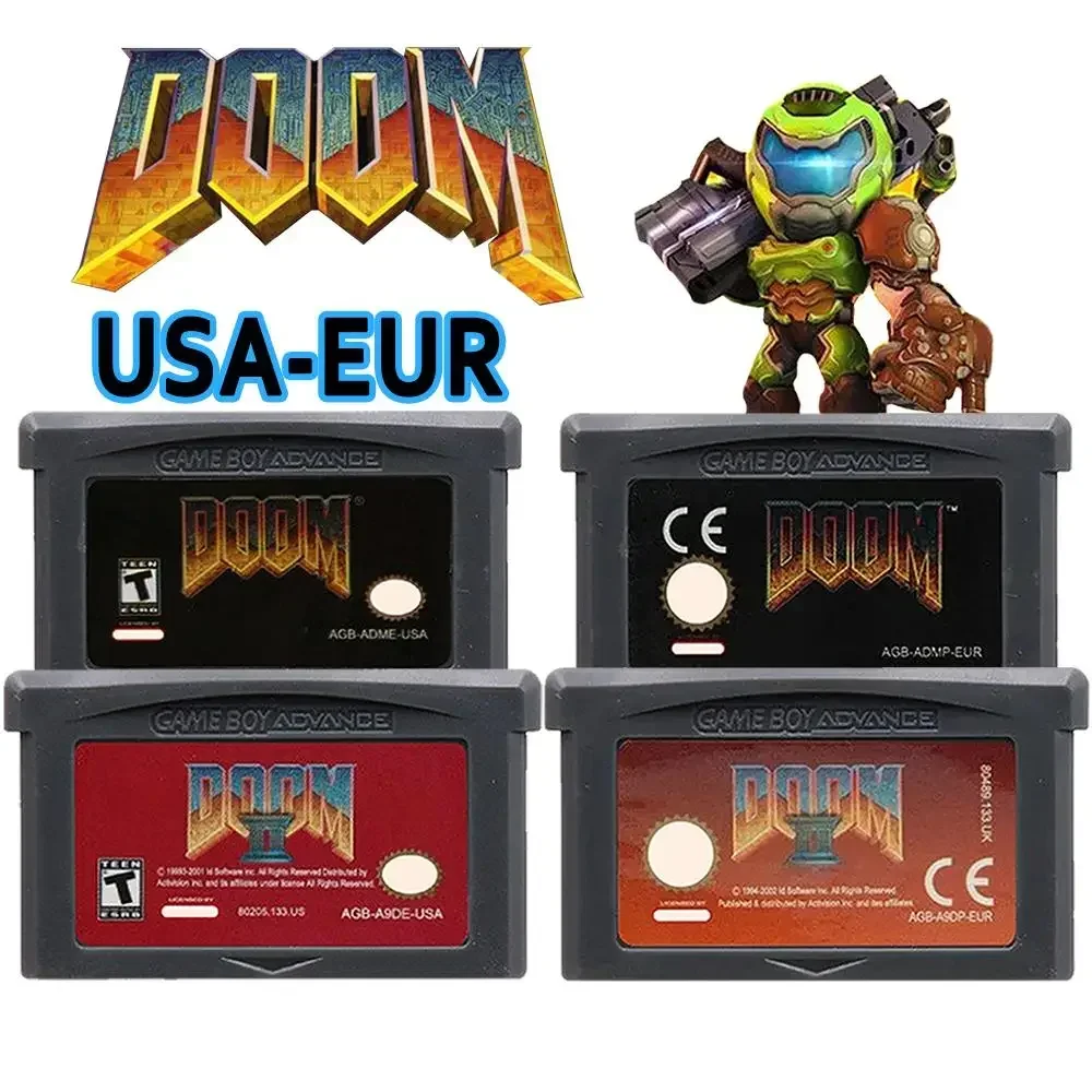 USA GBA Game Cartridge Doom Series Game DOOM Series Cartridge 32-Bit Video Game Console Card DOOM 1 DOOM 2 For GBA GBASP NDSL