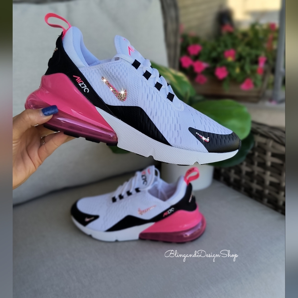 Nike Shoes | Bling Nike Air Max 270 Sneakers Shoes Customized With Crystals Women's New | Color: Black/Pink | Size: Various