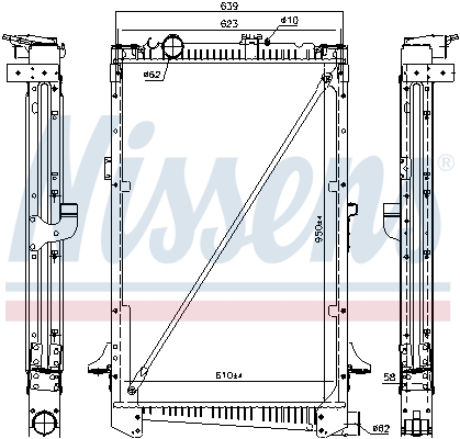 NISSENS Kühler, Motorkühlung Universal ohne Dichtung für DAF 1371372 1954989 1434917R 61442A Image
