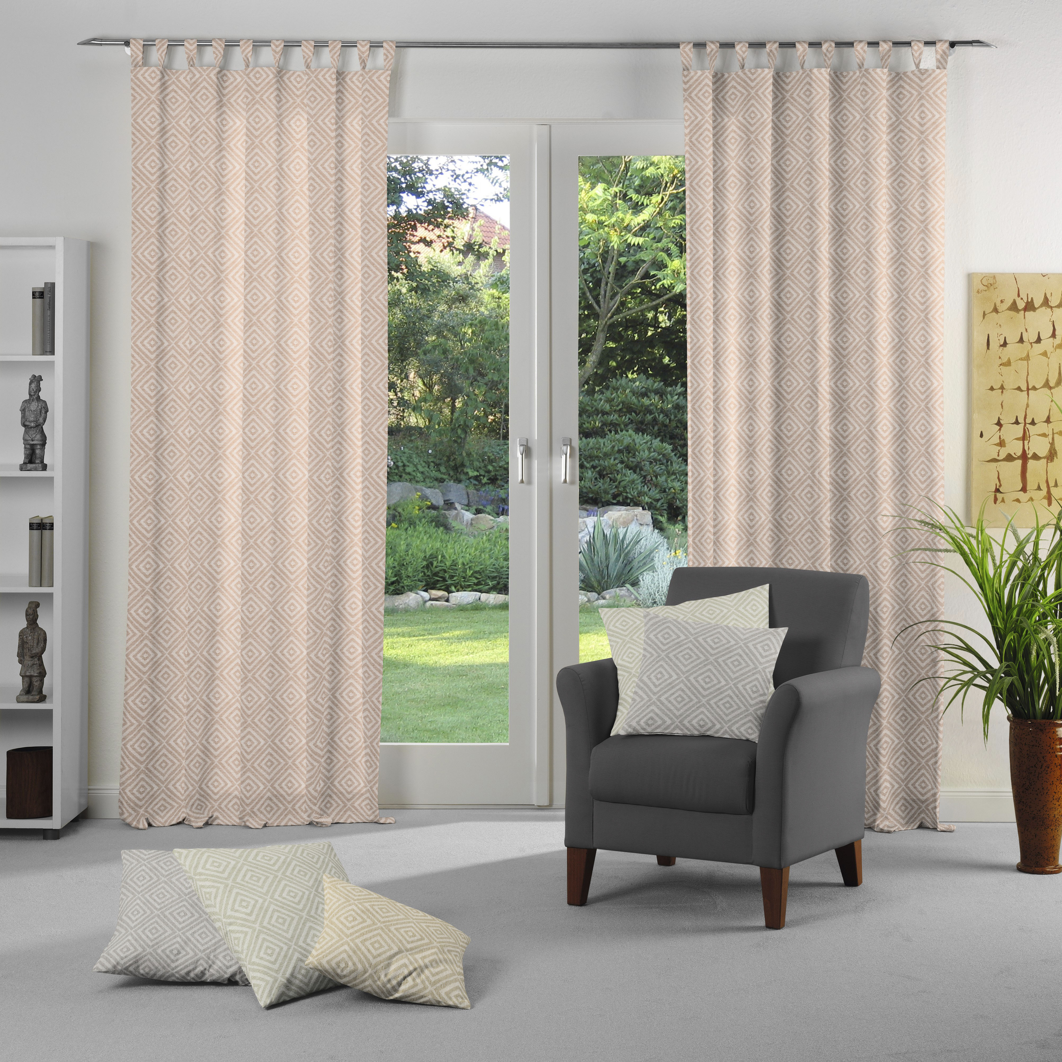 Vorhang WIRTH "Telfort" Gr. 1, orange (terra), B:132cm H:145cm, Jacquard, Baumwolle, Polyester, Gardinen Image