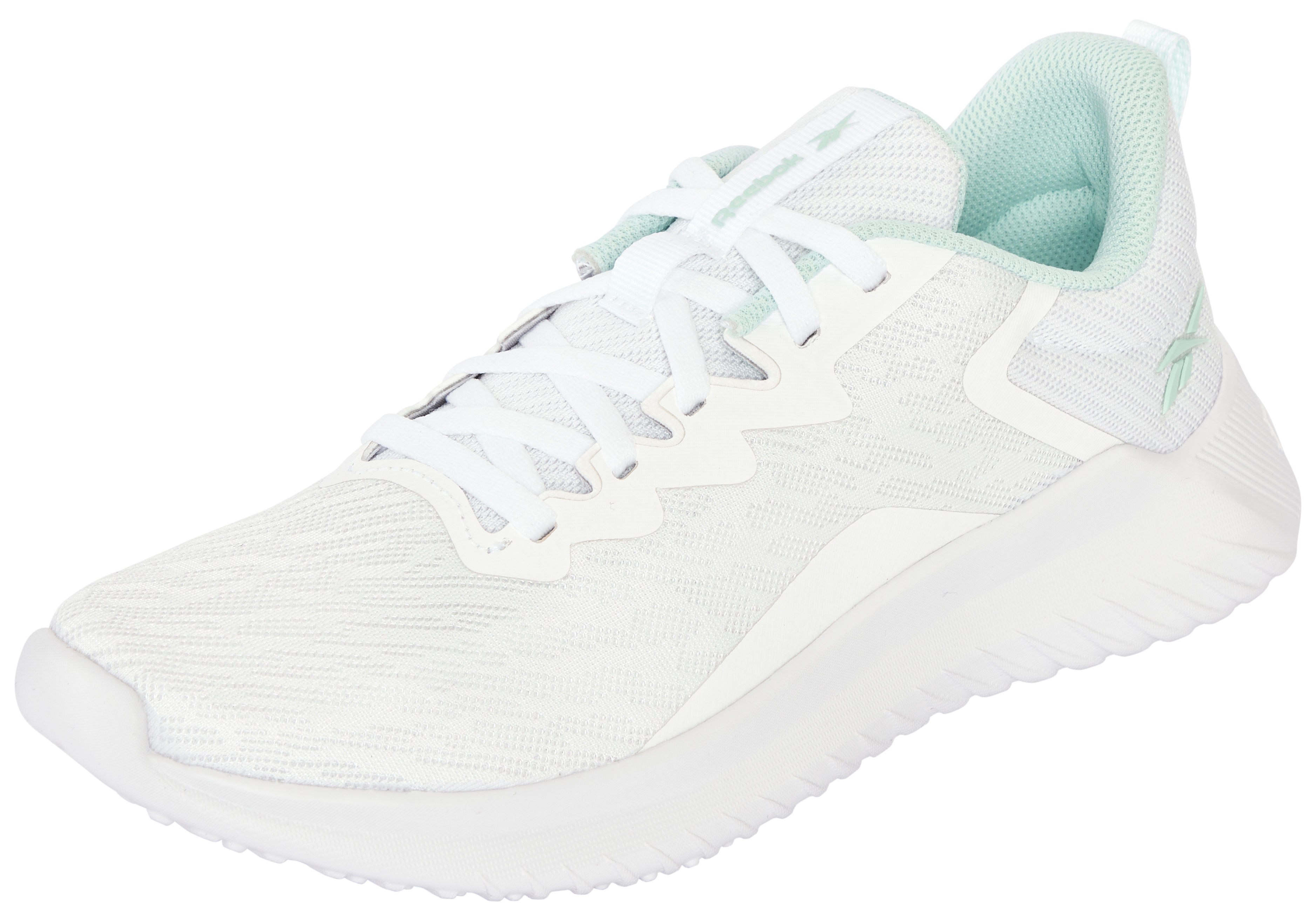 Trainingsschuh REEBOK "FLUXLITE II", Damen, Gr. 41, ftwr weiß, glitch aqua, Synthetik, Textil, Schuhe