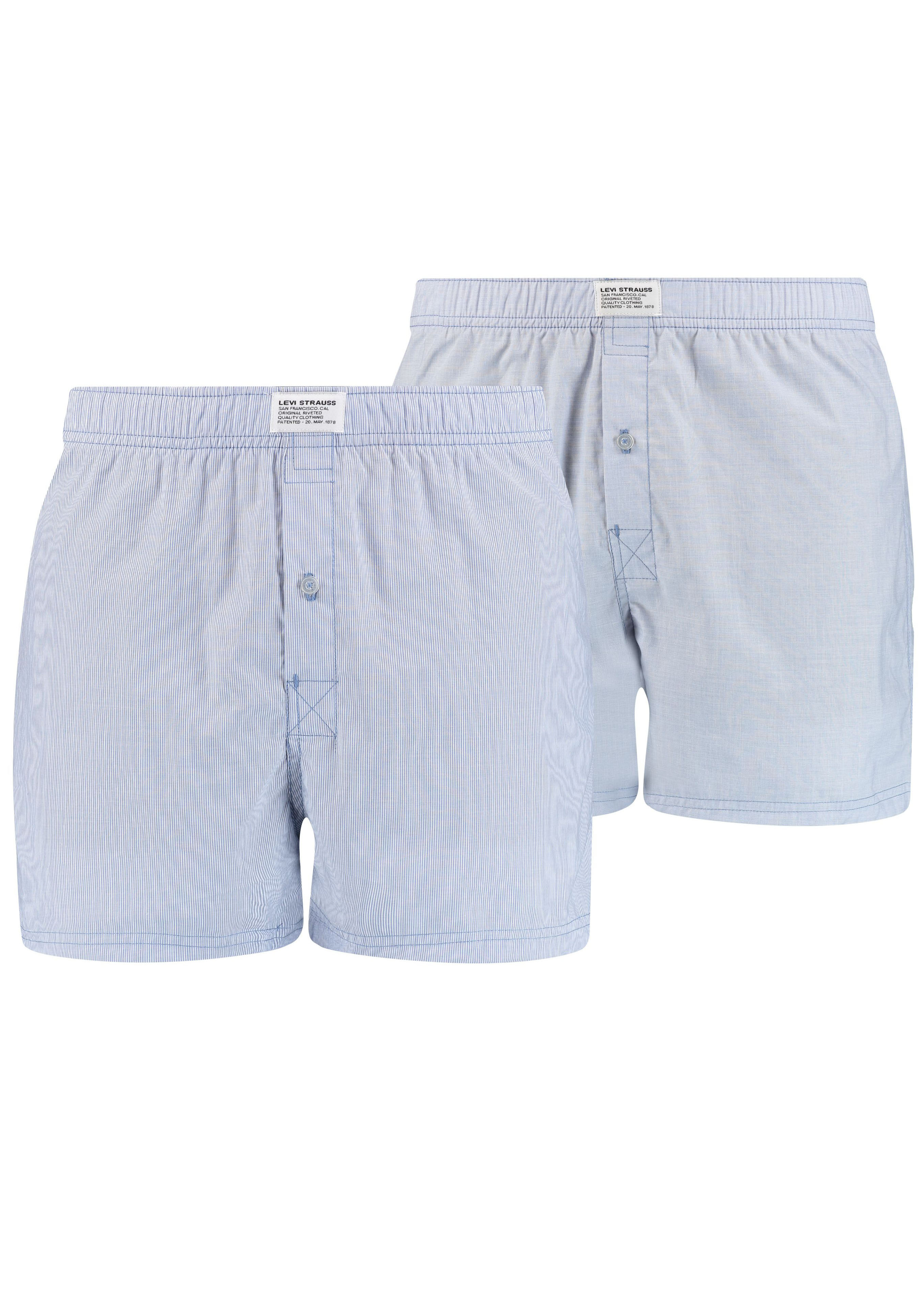 Boxershorts LEVI'S, Herren, Gr. XL, blau (light blau), Obermaterial: 100% Baumwolle, unifarben, normal, Unterhosen, mit breitem Logobund Image