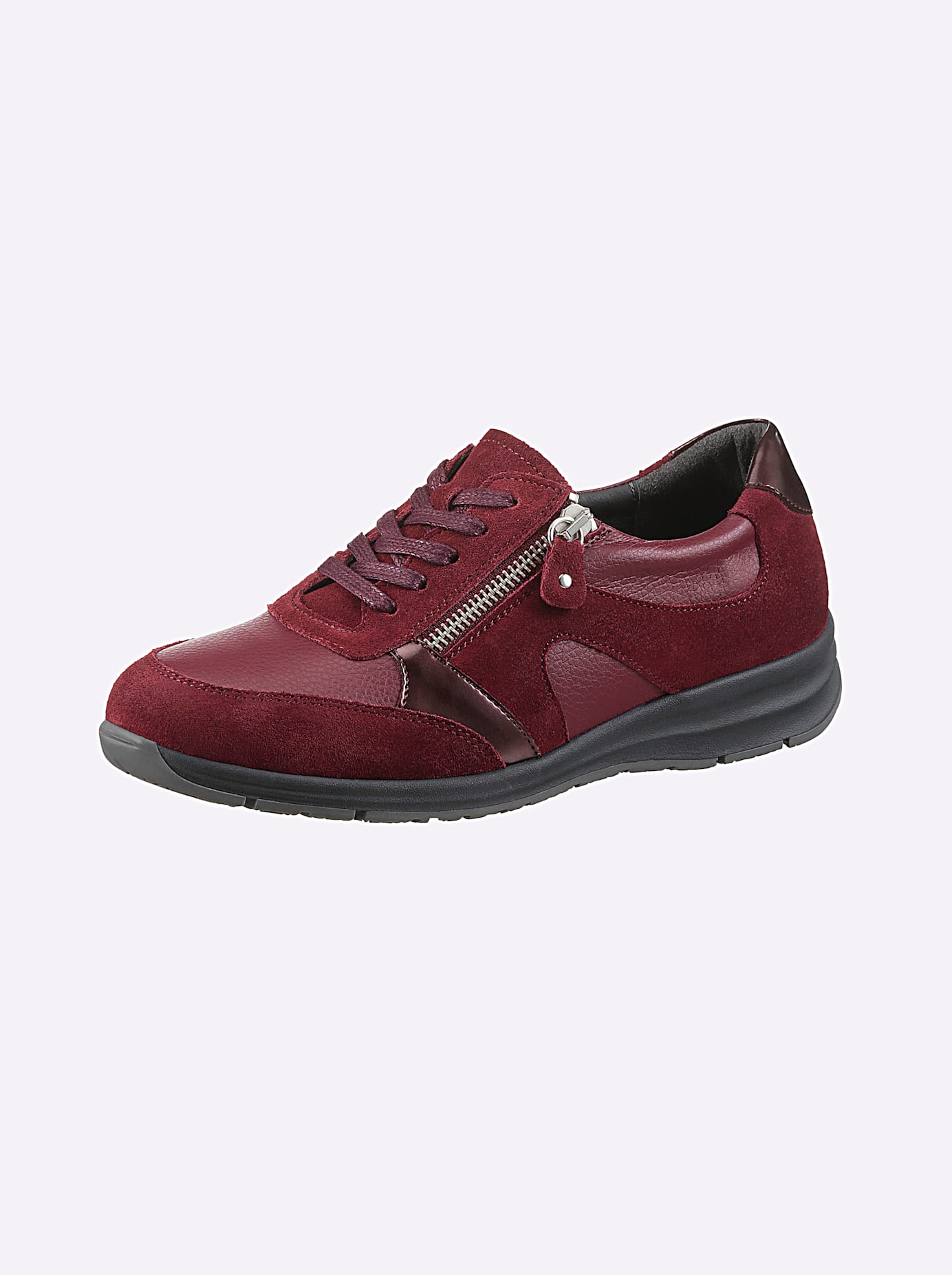 Sneaker CASUAL LOOKS, Damen, Gr. 42, rot (dunkelrot), Glattleder, Veloursleder, Schuhe Sneaker