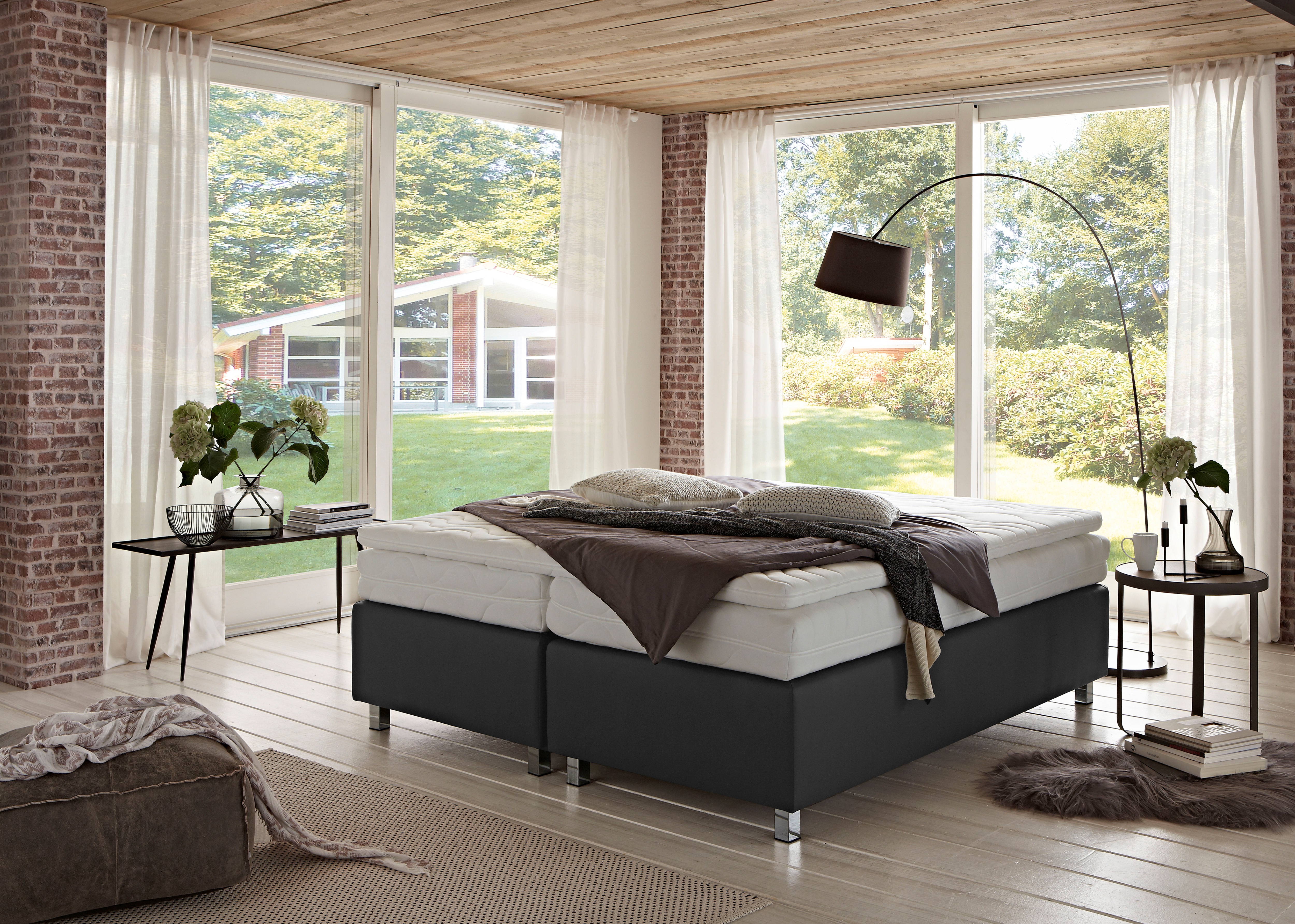 Boxspringbett "London", anthrazit, B:180cm L:200cm, WESTFALIA SCHLAFKOMFORT, Komplettbetten Image