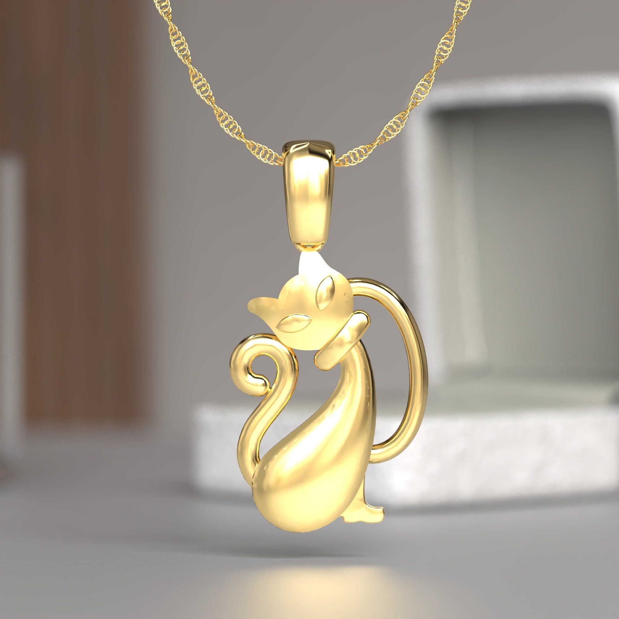 Katzen Halskette, Katzen Anhänger in Sterling Silber, schöne Katze Schmuck, schwarze Katze weiße Katze, Kitty Halskette, Katzen Liebhaber Anhänger Ges