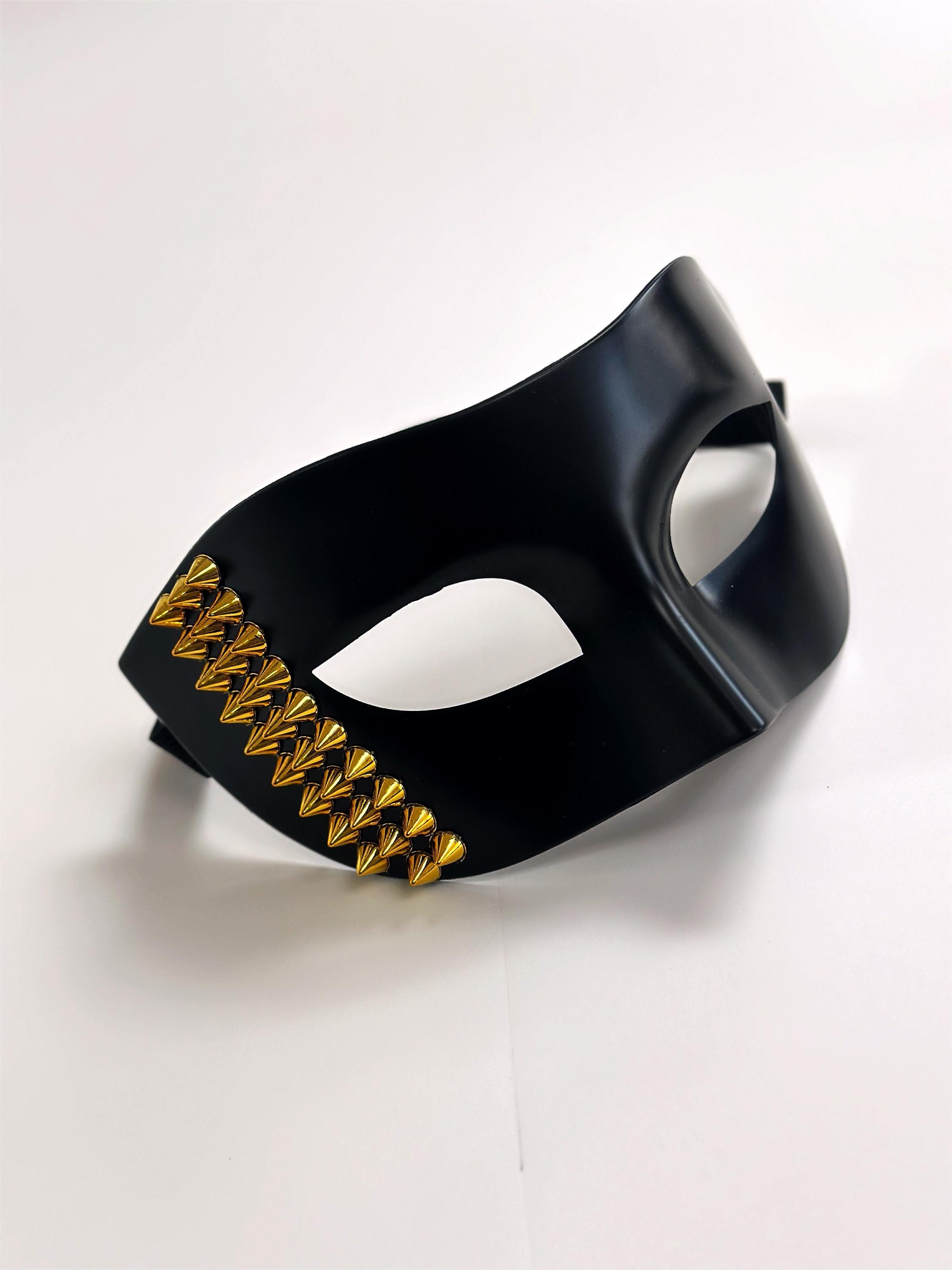 Herren schwarze Masquerade Maske Nietenmasken Spike Maske Steampunk Masken Party Maske Maskenball Maske Schwarze Masken Gold Spike Maske