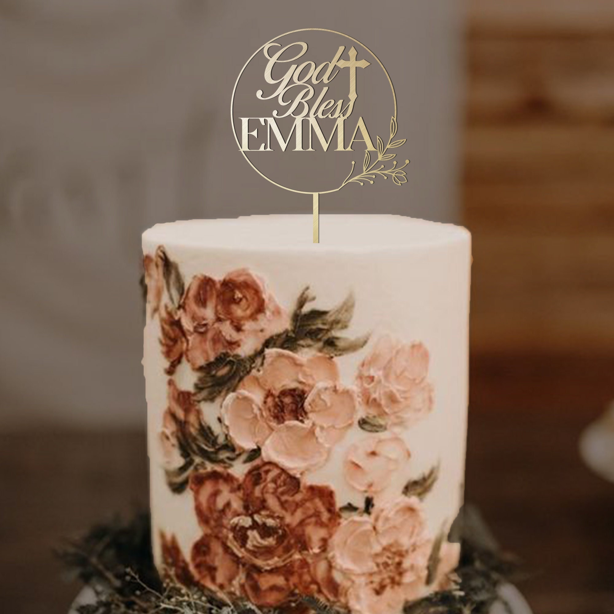 Taufe Cake Topper aus Holz mit Namen / God Bless Cake Topper / Taufe Cake Topper / Erstkommunion Cake Topper / Erstkommunion Cake Topper GB2