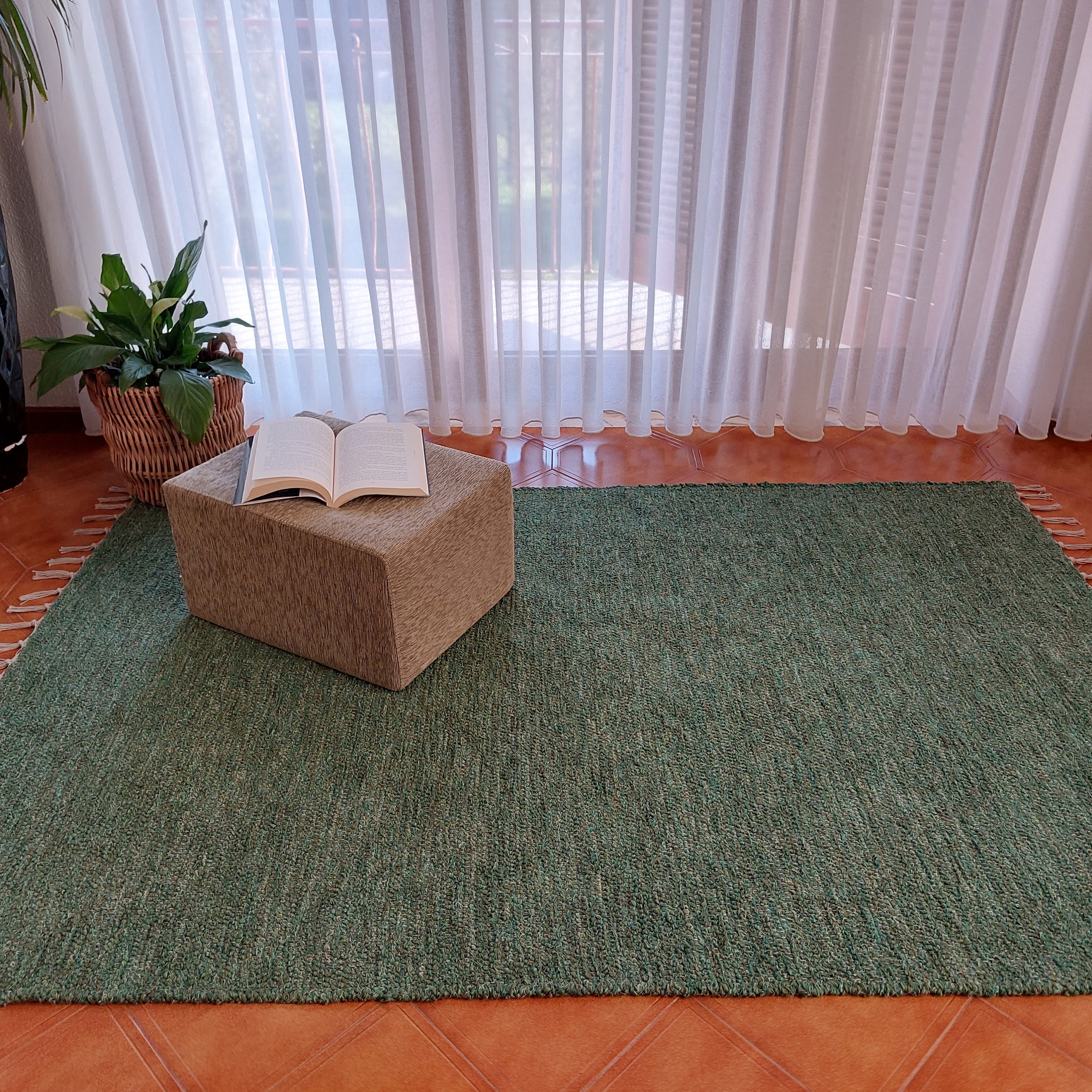 Großer Pinien Grüner Teppich 120 x 180 cm / Teppich Teppich / Teppich Beige / Rot / Grüner Teppich / Teppich für Wohnzimmer / Teppich Schlafzimmer / T