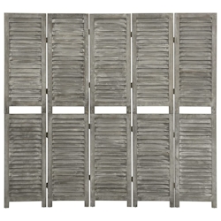 vidaXL 5-tlg. Raumteiler Grau 179x166 cm Massivholz Image