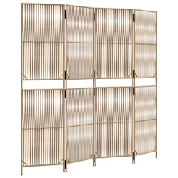 vidaXL Paravent 4-tlg. Beige Poly Rattan Image