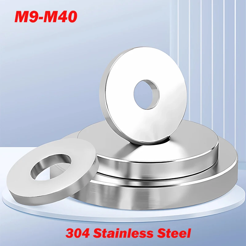 Vergrößerte Dichtung aus Edelstahl 304, M9, M10, M11, M12, M14, M16, M20, M30, M40, glatte, extra dicke Unterlegscheiben, drehmaschinenförmige Unterlegscheibe Image