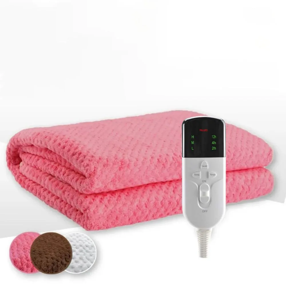 RUIANBAO Heizdecke, Überwurf, 2-lagiges Flanell, Heizdecke, Timer, Heizkissen, 220 V, 150 x 80 cm, Thermomatratze, beheizter Bettwärmer Image