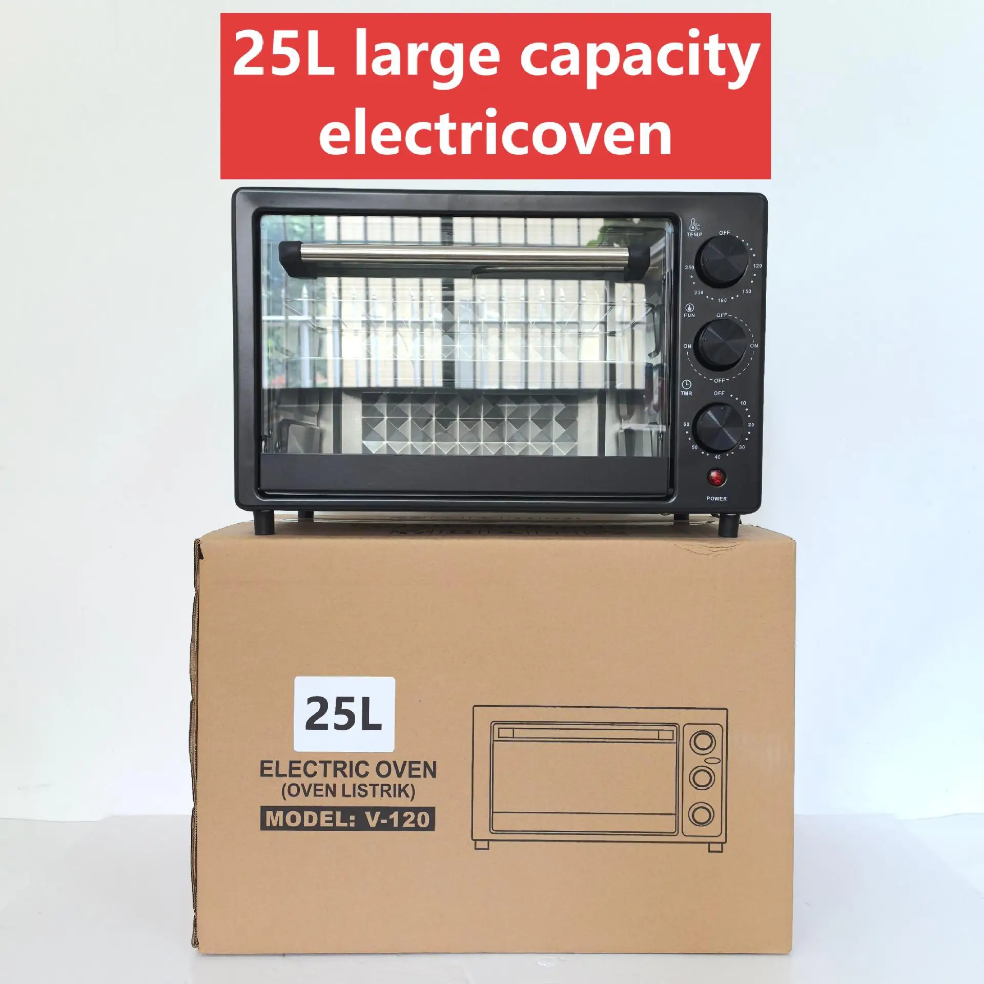 Forno da 15 litri per uso domestico multifunzionale piccolo forno elettrico da forno a doppio strato Forno da 12 litri ~ Forno elettrico di grande capacità da 25 litri