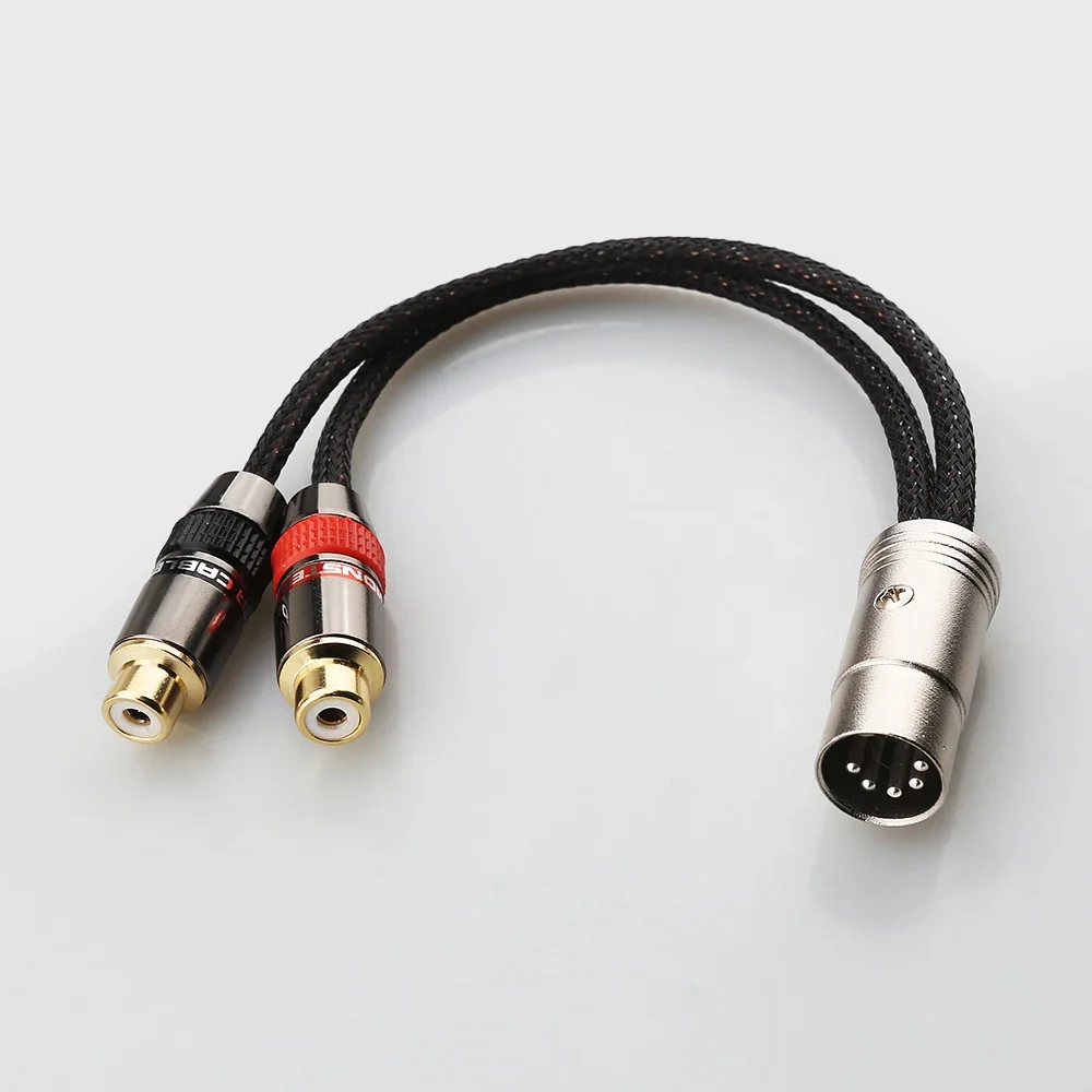 15 cm HiFi 5 Pin DIN Stecker auf 2 Cinch Buchse Stecker AMP Audio Adapter Kabel Hohe Qualität Image