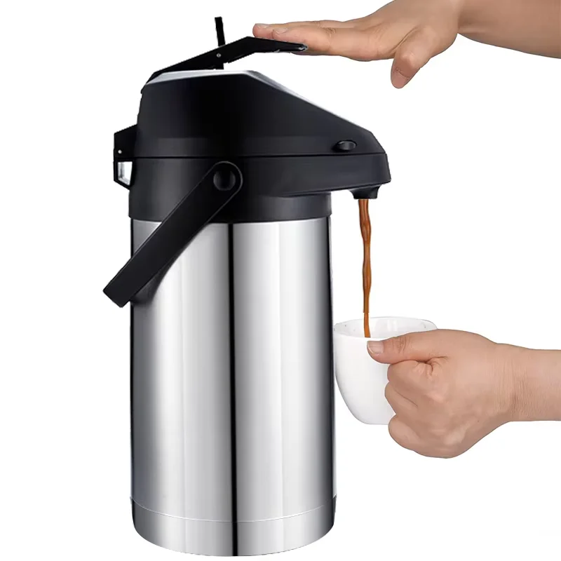 Dispenser Airpot in acciaio inossidabile, server per bevande calde e fredde da 3 litri per caffè, tè, acqua, urna thermos isolata con rubinetto a pulsante