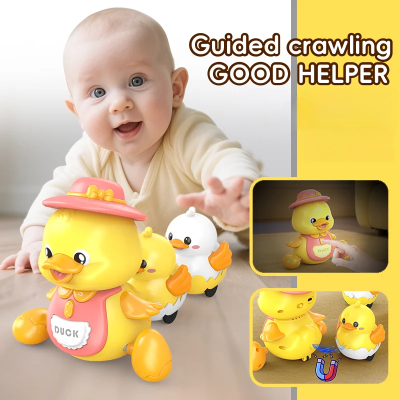 Musical Dancing Duck Toy Set Baby Crawling Toys Early Learning Interactive Crawling Toy Night Light Toy Gifts for Boys Girls