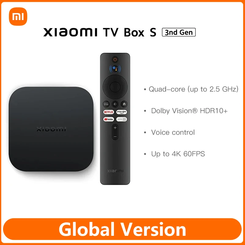 Versione globale Xiaomi TV Box S Lettore multimediale intelligente 4K di terza generazione Ultra HD Bluetooth 5.2 Wifi6 32 GB ROM Google TV Assistente Google