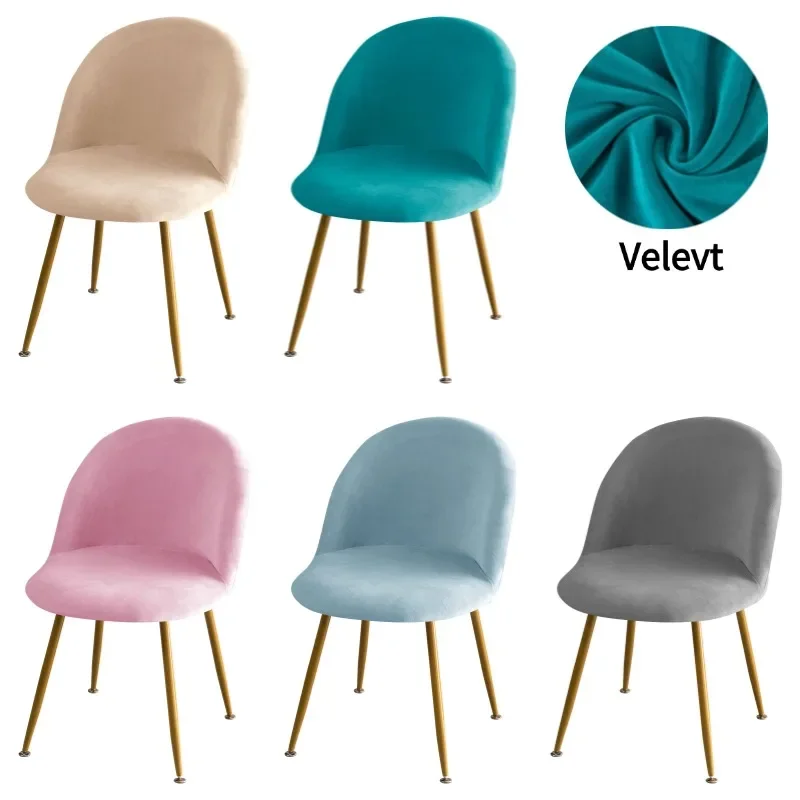 1/2/4/6 stücke Weiche Samt Esszimmer Stuhl Abdeckung Elastische Gebogene Entenschnabel Esszimmer Stuhl Abdeckungen Make-Up Stuhl Schonbezüge für Home Hotel Bar Image