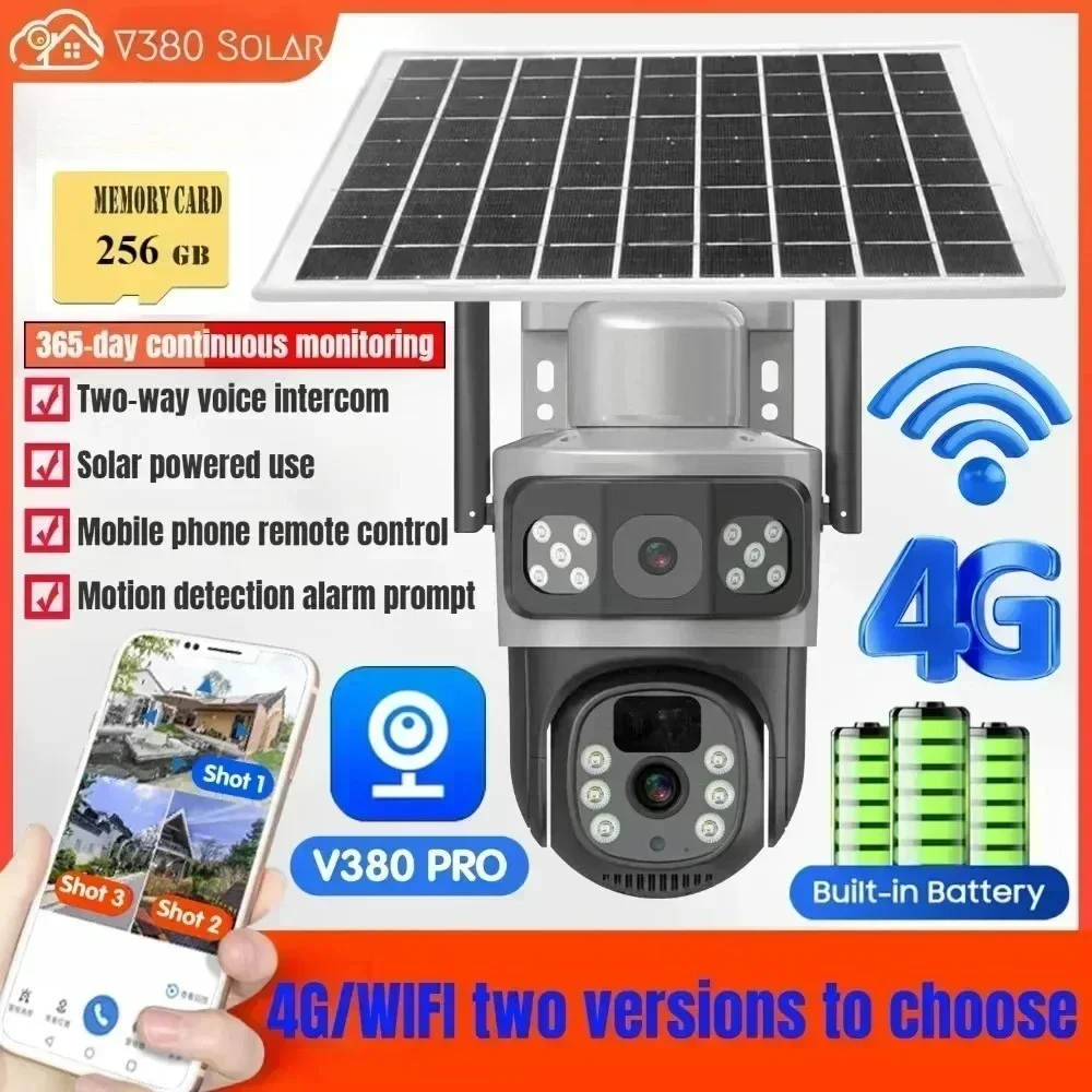 4K 8MP 4G Dual Lens Solar Kamera Kostenloser 256G Speicher Geschenk Dual Bildschirme Tracking Outdoor WIFI Sicherheit CCTV Überwachung IP Kamera Image