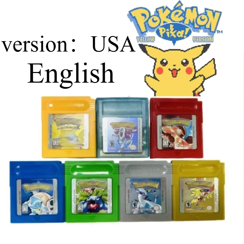 New Classics GBC Game Cartridge Blue Red Crystal Game Mini Monsters Series 16 Bit Video Game Console Card English Language Gift