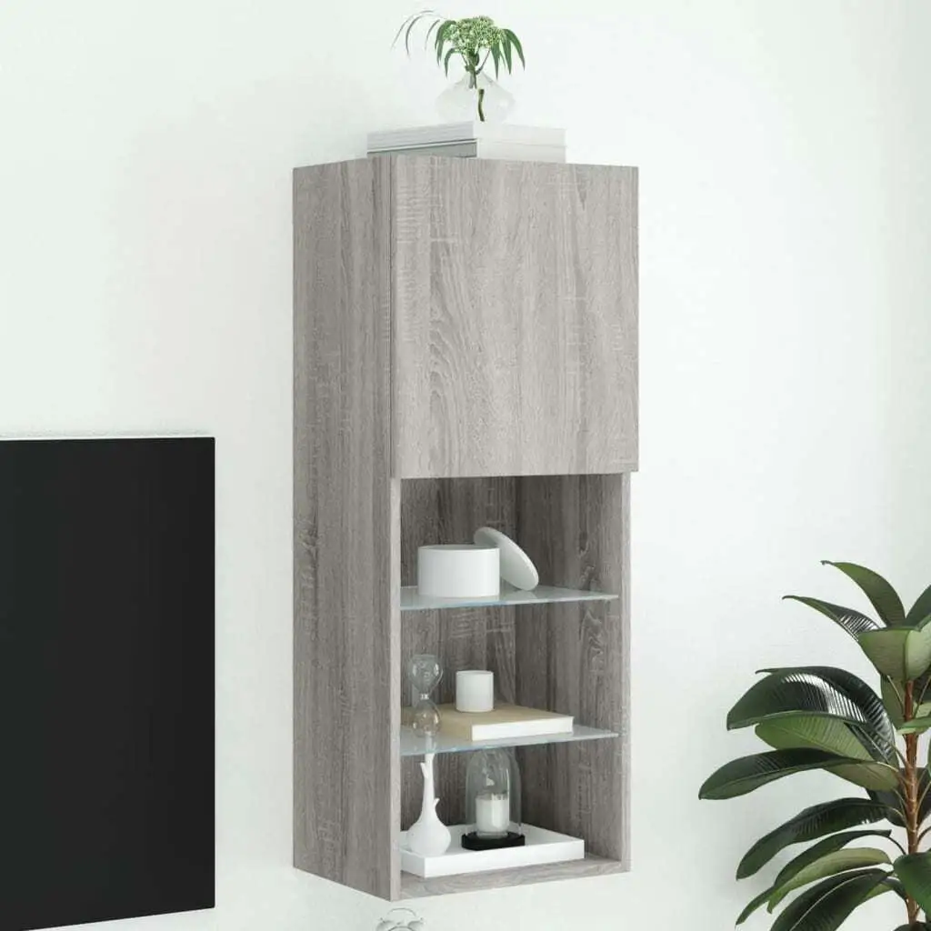 Meuble TV LED gris Sonoma bois Design meuble de rangement 405x300x102 cm meubles de maison modernes