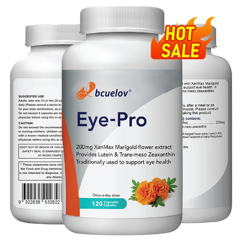 Calendula Extract Lutein & Zeaxanthin 200 mg - 120 Capsules, Eye Health Vitamins, Non-GMO & Gluten-Free Supplement