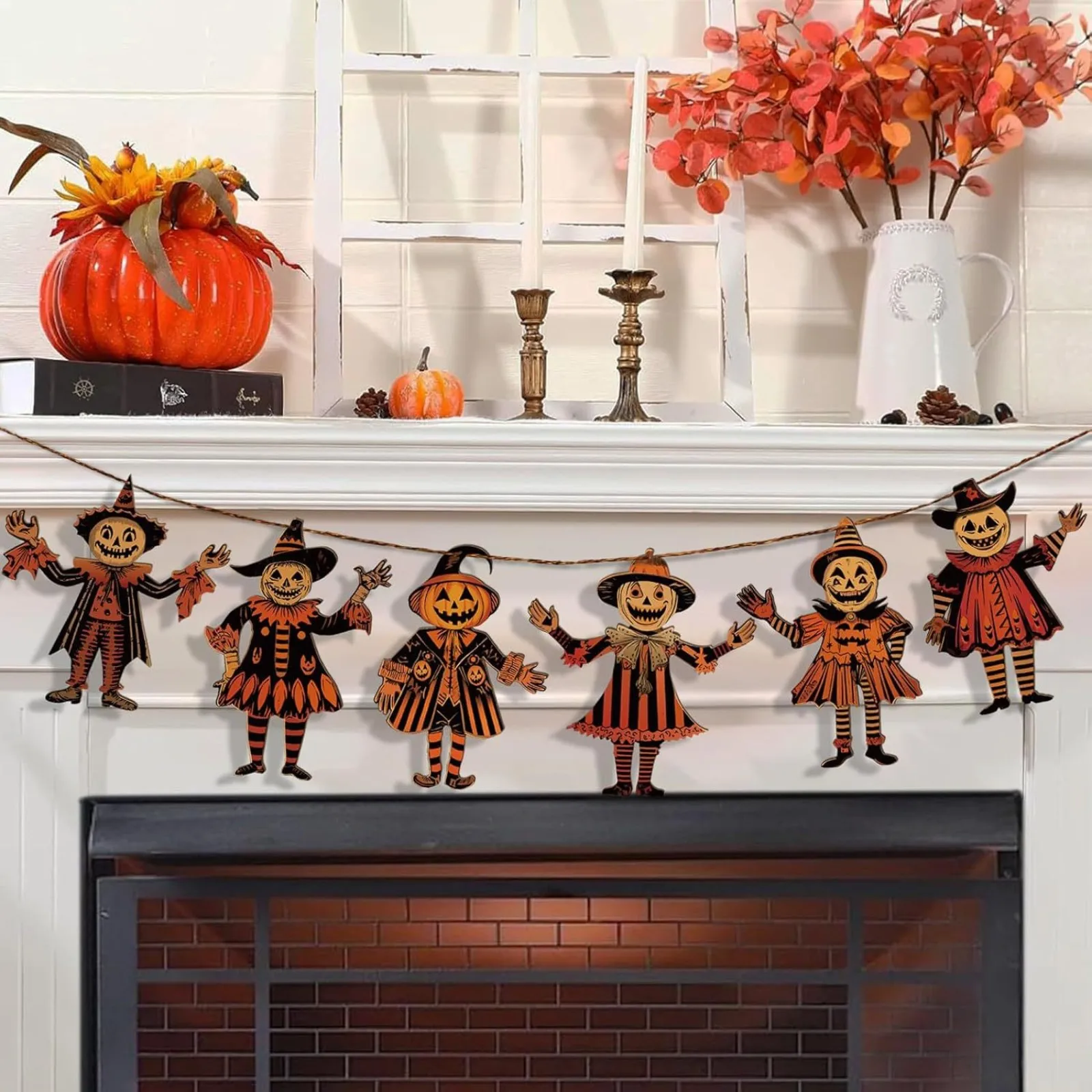 Halloween Wooden Vintage Colorful Flag Hanging Home Decoration Halloween Decorations Home Decor Party Decorations