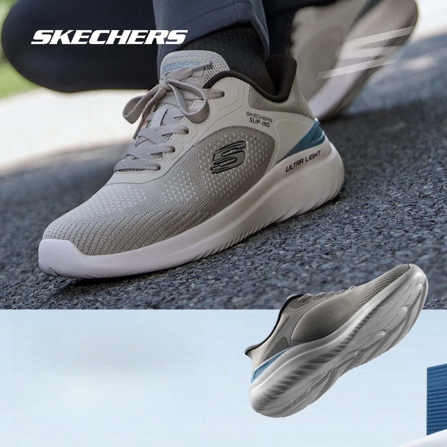 Skechers Men Shoes 2025 New Slip-ins Series Lace Up Outdoor Sports Shoes Mens Breathable zapatillas Running Shoes skechers para
