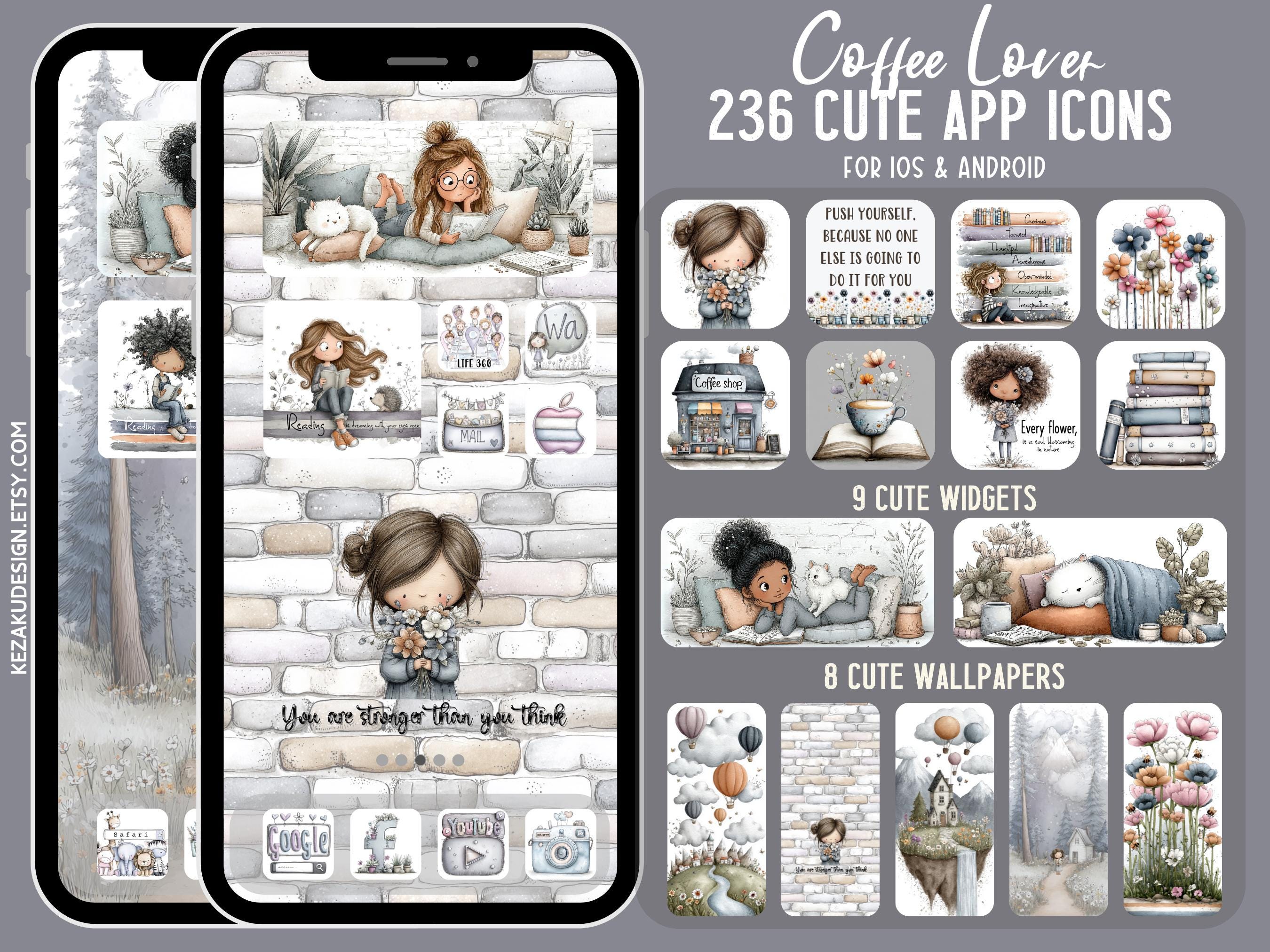 Icone dell'app Cottage, Icone carine per iPhone, Icone primaverili, Icone dell'app grigie, Icone primaverili per iOS, Icone dell'app floreali, Icone d