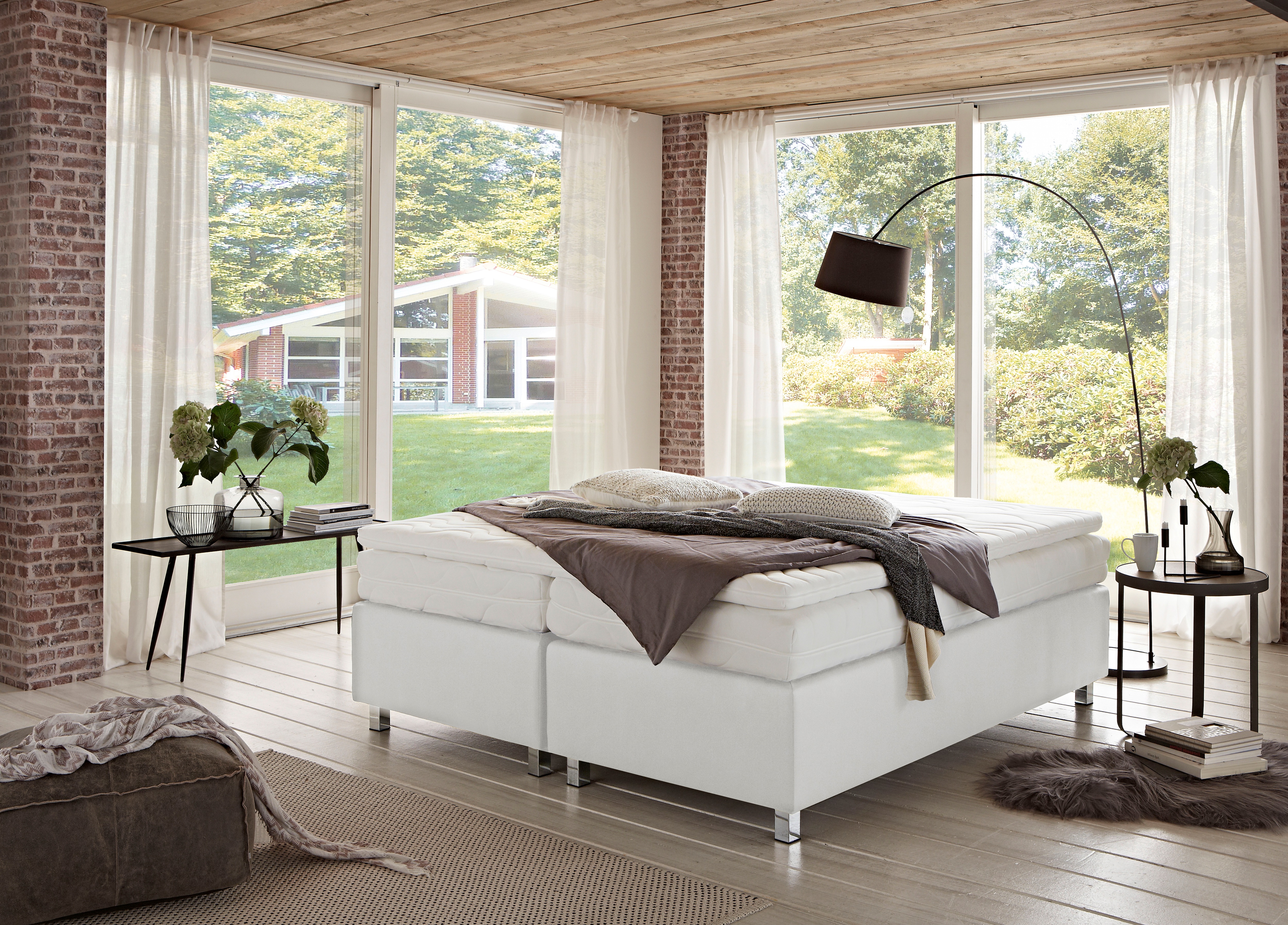 Boxspringbett "London in den Breiten 160x200, 180x200cm & 200x200cm", weiß, B:180cm L:200cm, WESTFALIA SCHLAFKOMFORT, Komplettbetten Image