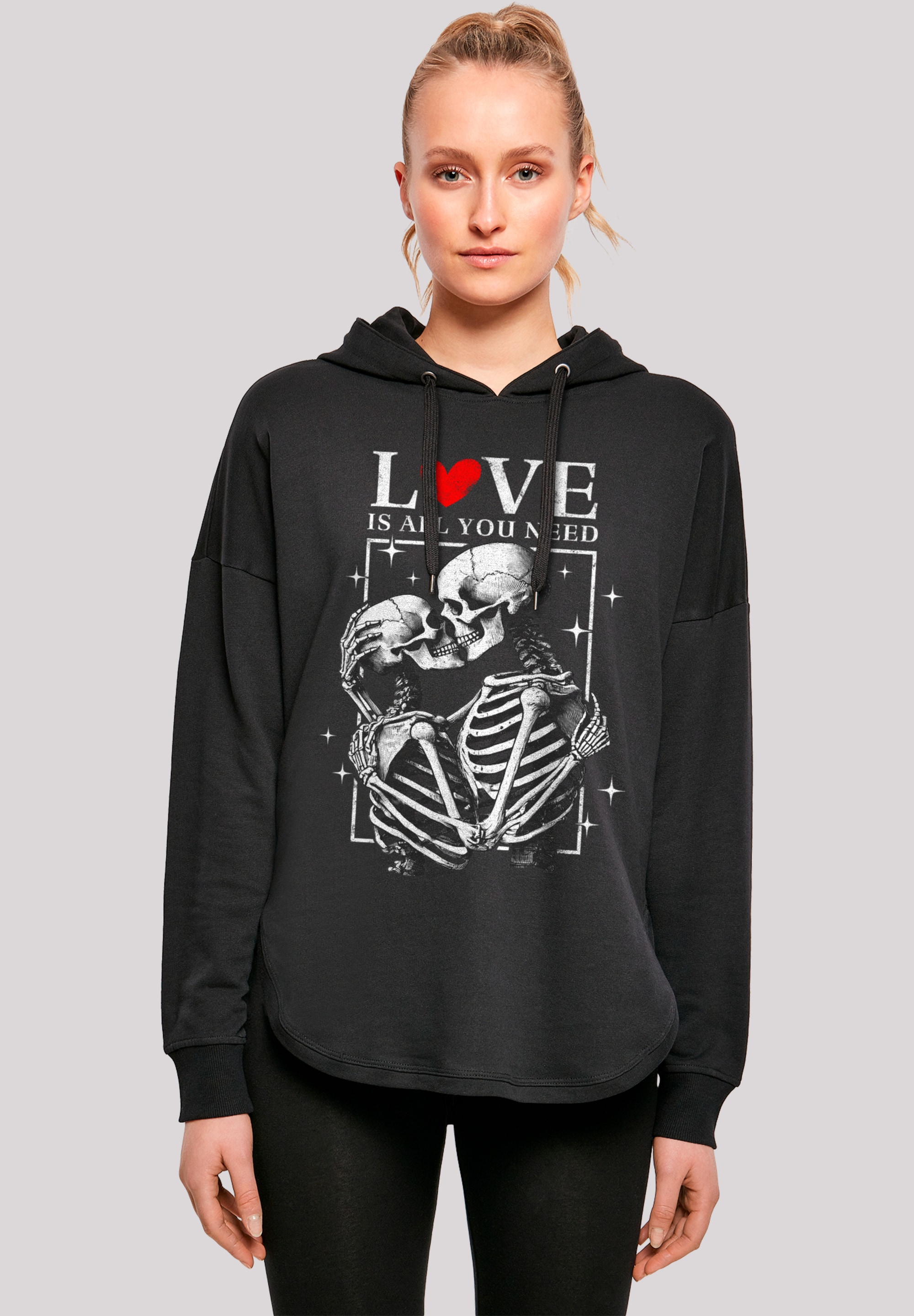 Kapuzenpullover F4NT4STIC "Love is all you need", Damen, Gr. L, schwarz, Obermaterial: 100% Baumwolle, oversize, Pullover, Premium Qualität Image