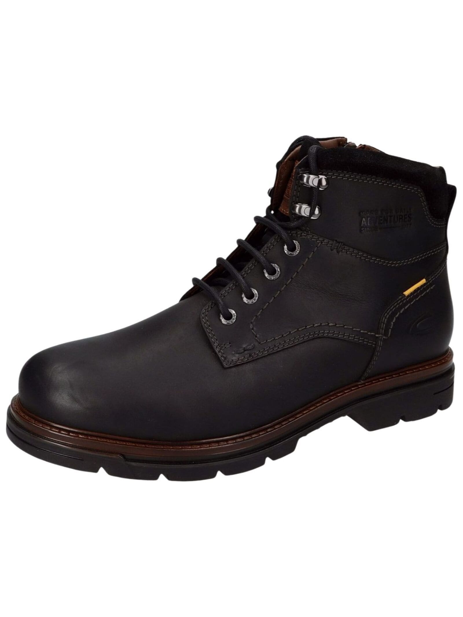 Schnürstiefelette CAMEL ACTIVE "camel active Stiefelette Leder", Herren, Gr. 42, schwarz, Leder, Schuhe Schnürstiefelette